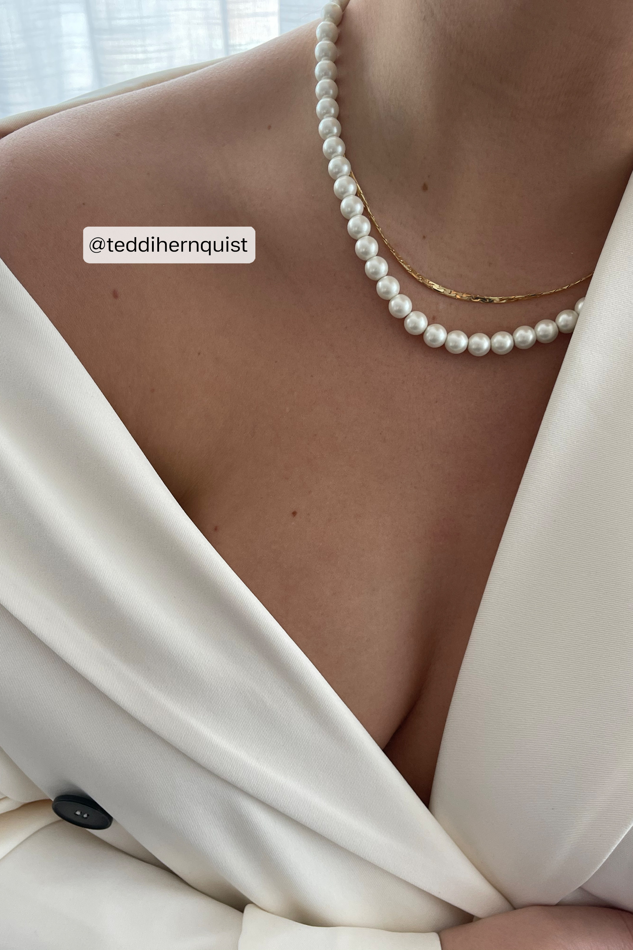 White/Gold Collier de perles
