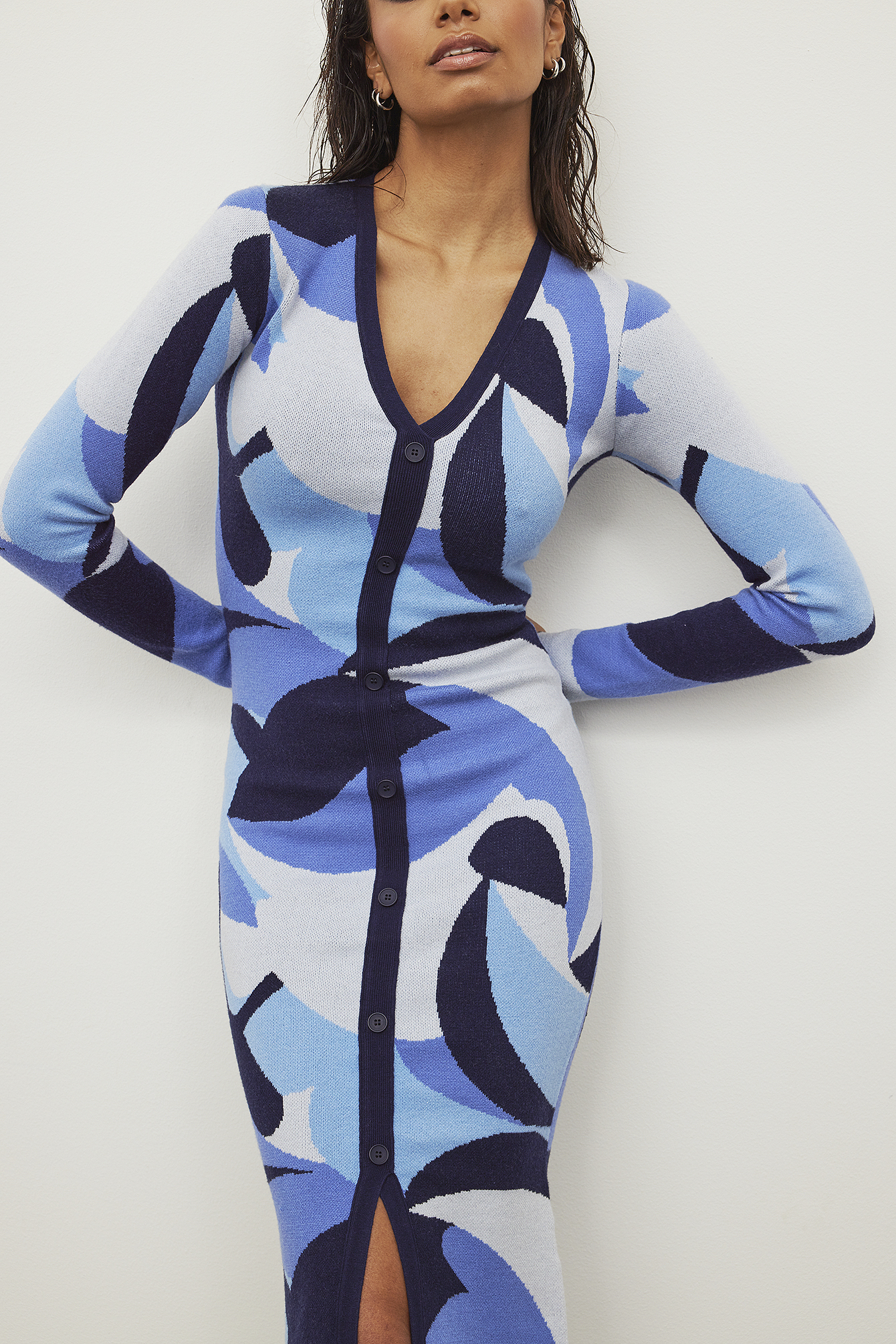 Blue/Print Robe tricot