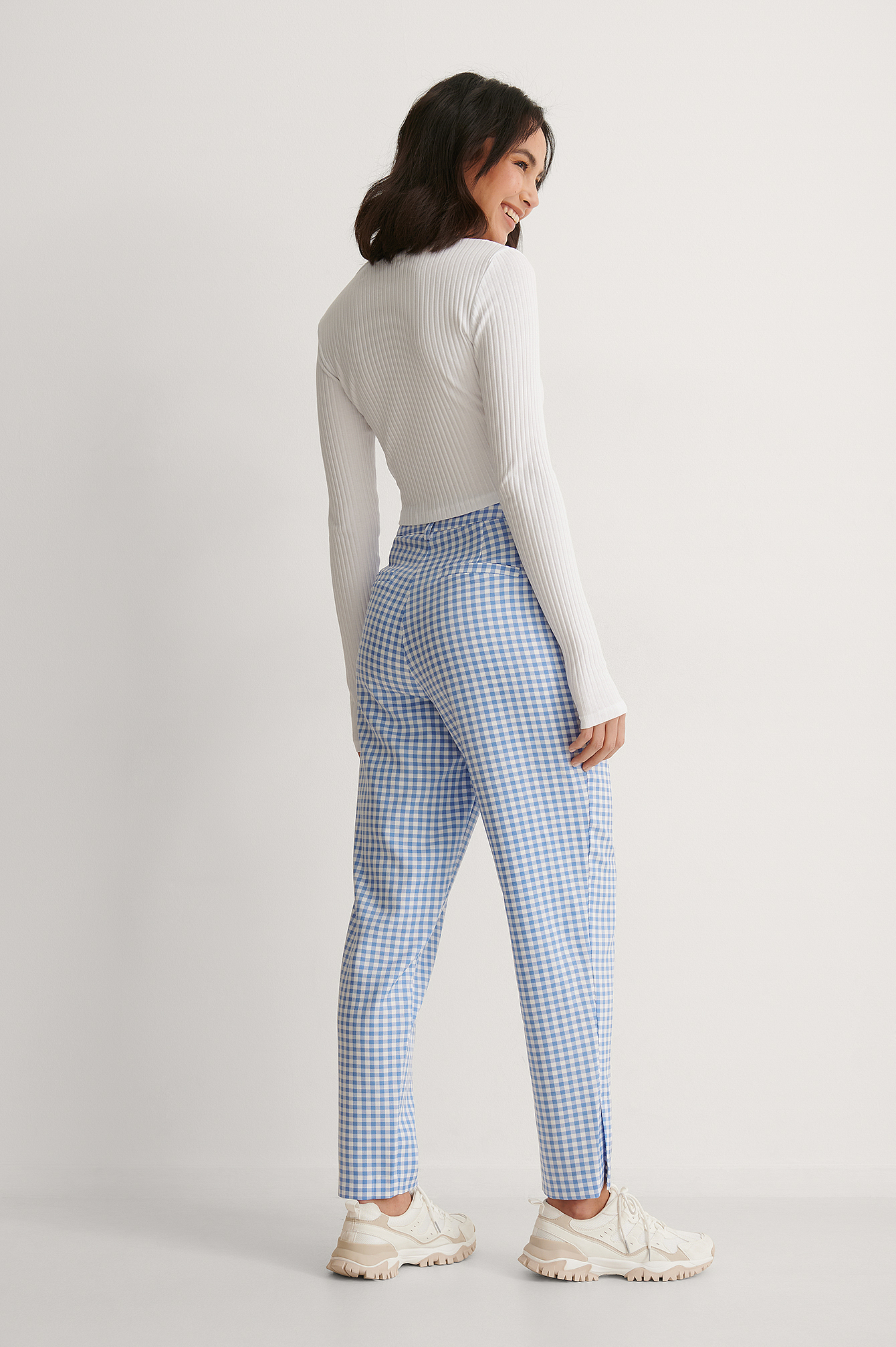 Checked Extérieur Pantalons De Costume À Fente