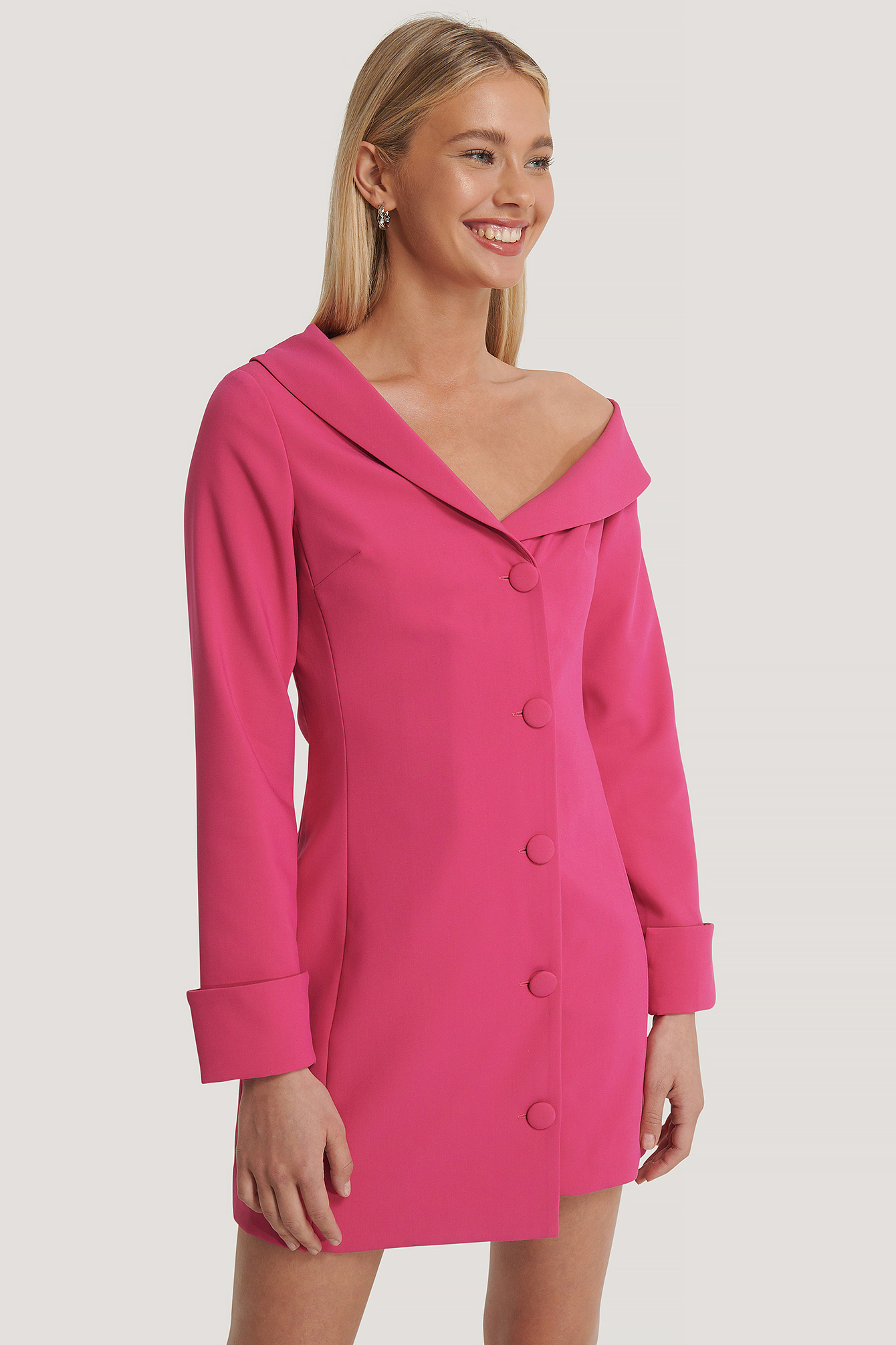 Pink Robe Mini À Épaules Dénudées