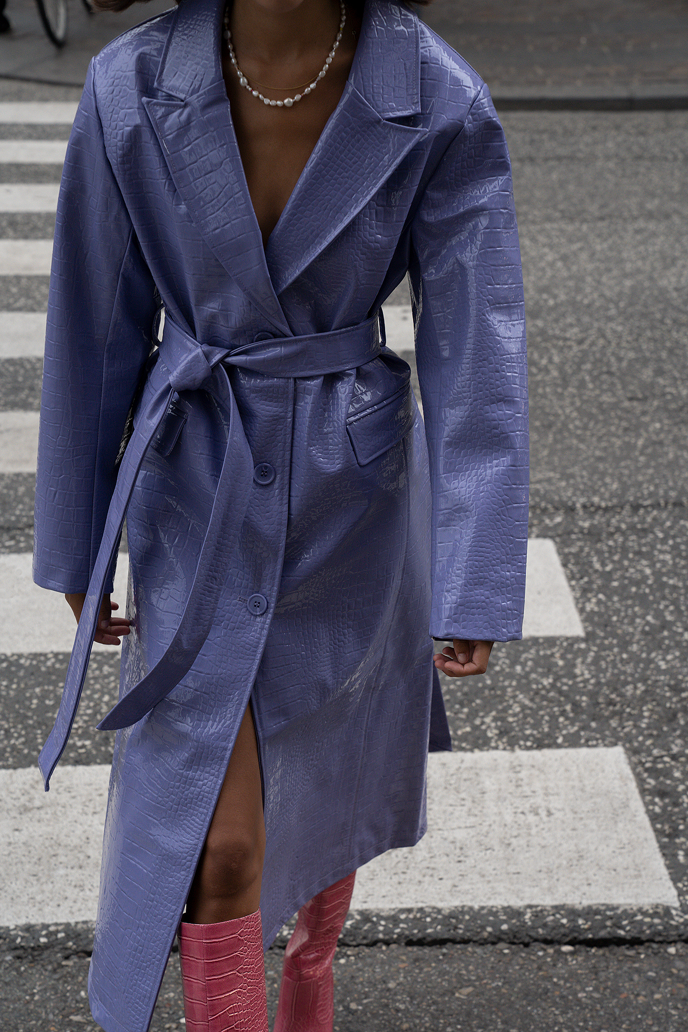Purple Manteau en faux cuir