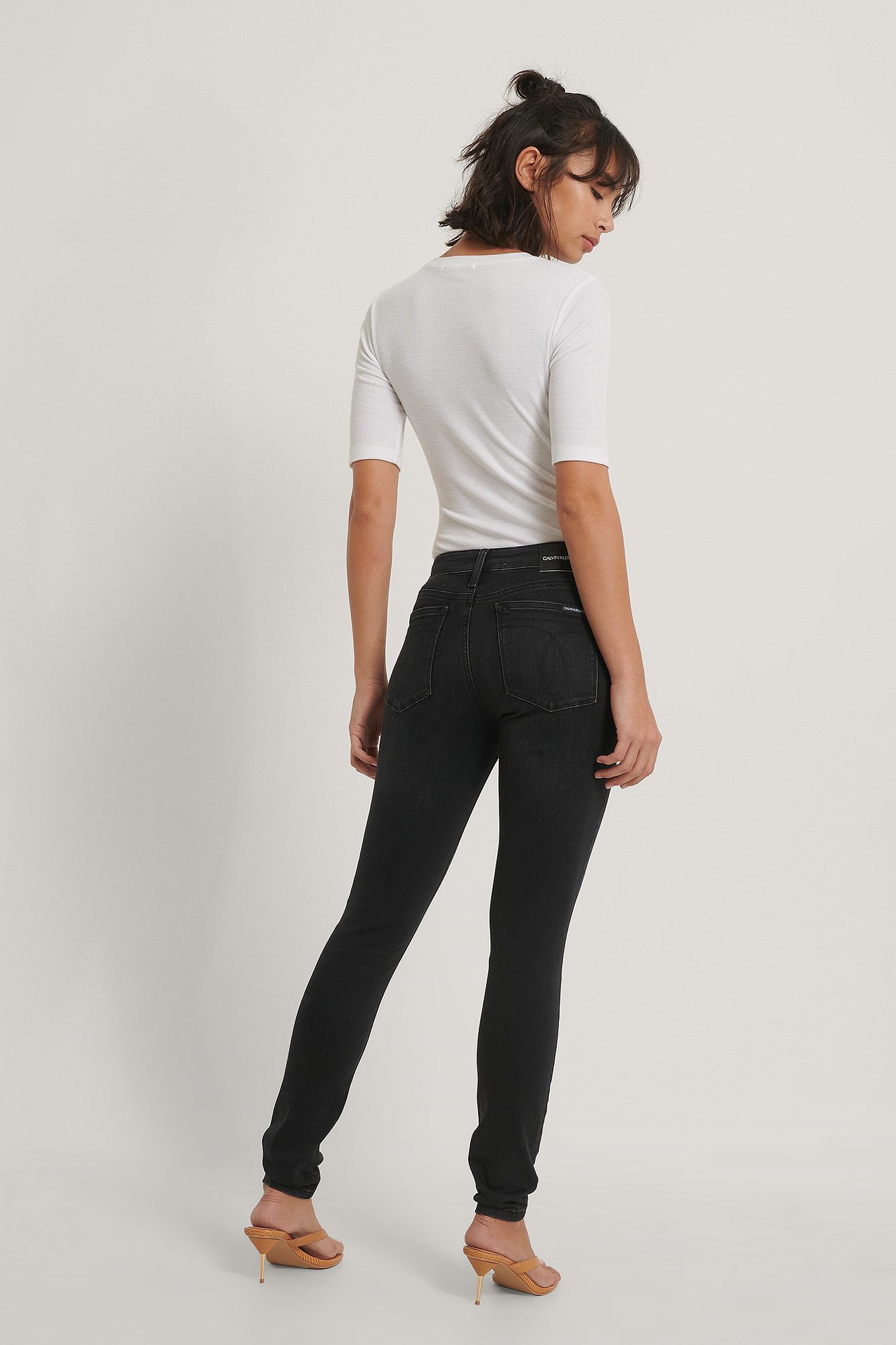 Washed Black Jean Taille Mi-Haute