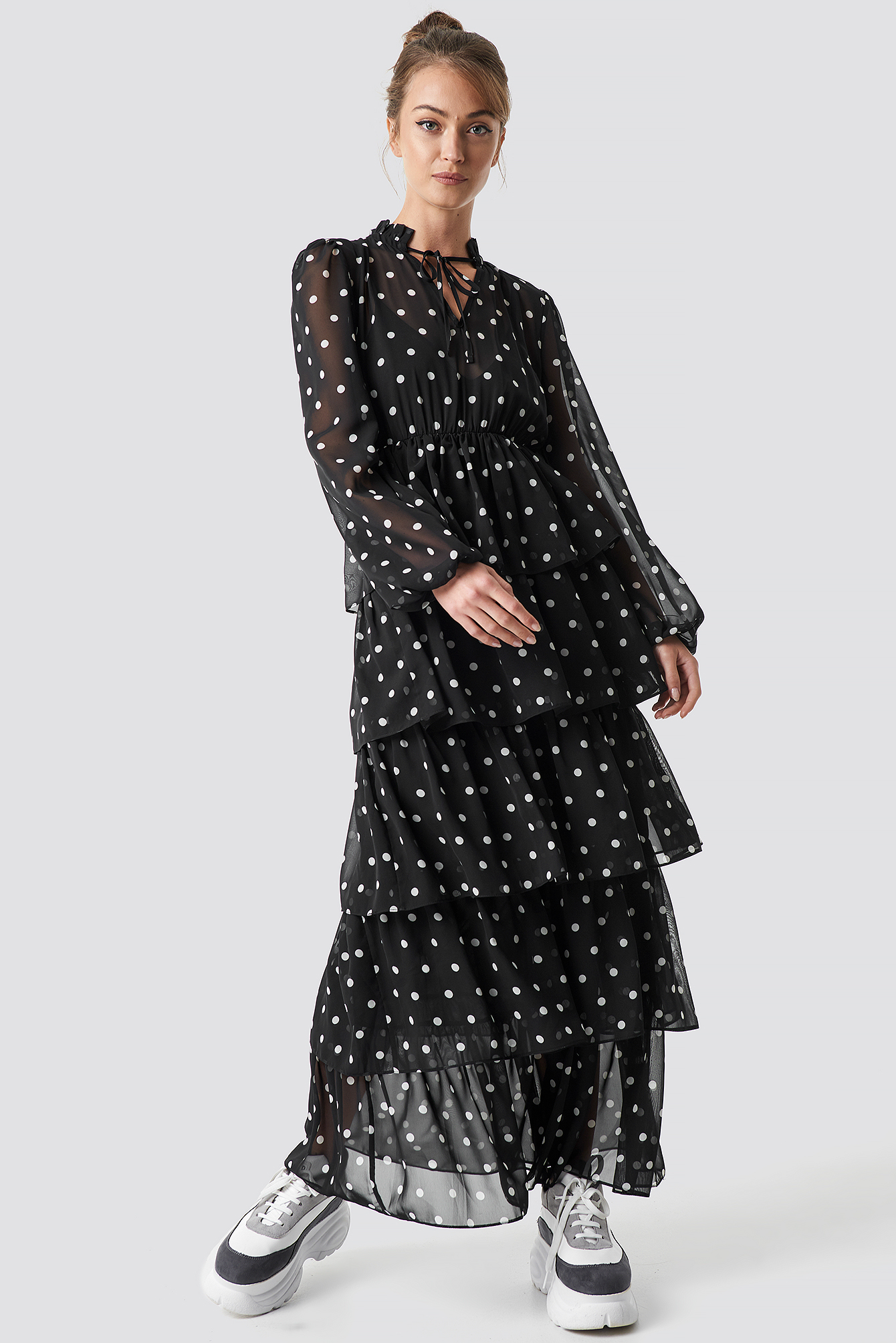 Dots Dotted Frilled Maxi Dress