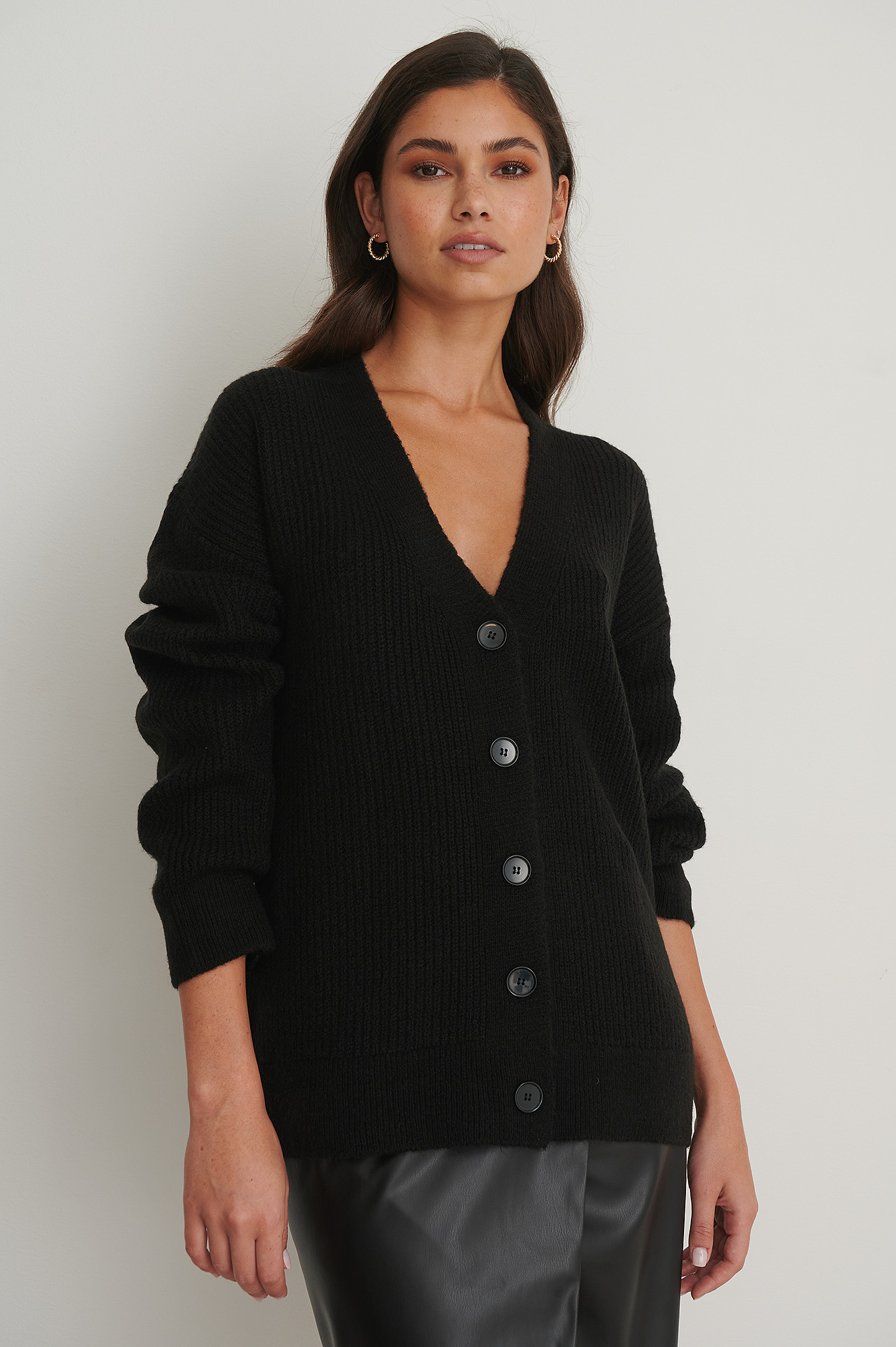 Black Cardigan En Maille Épaisse