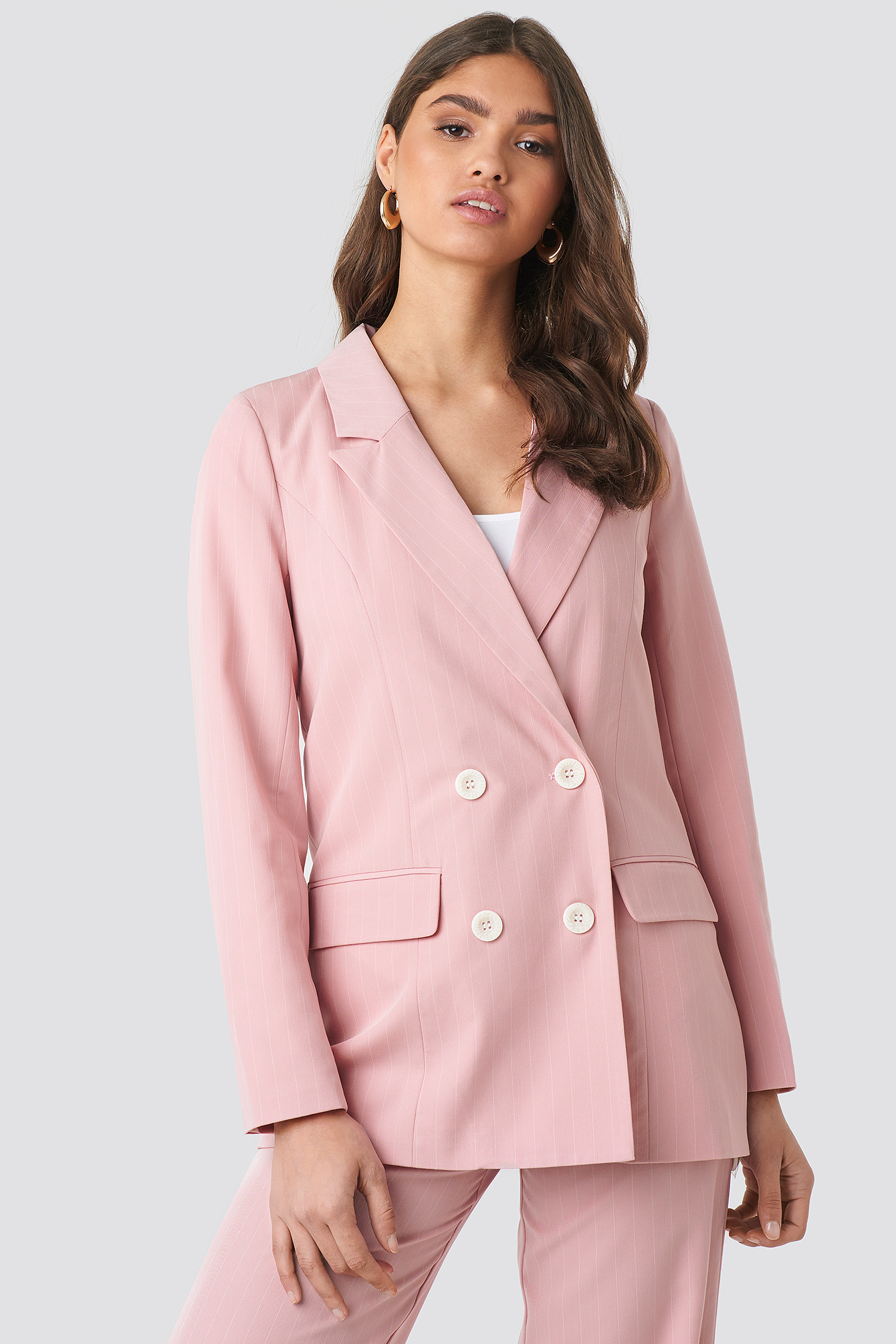pink double breasted blazer