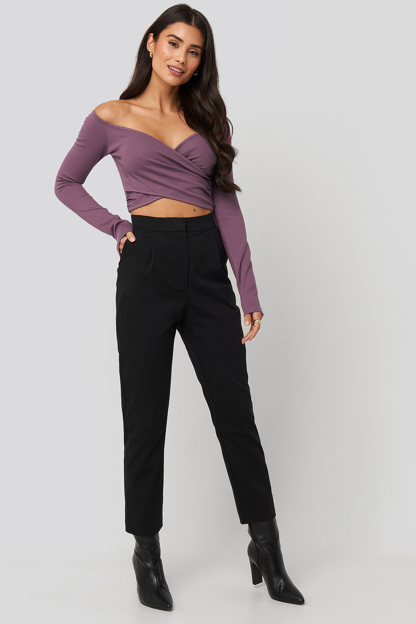 Black Front Pleated Suit Pants