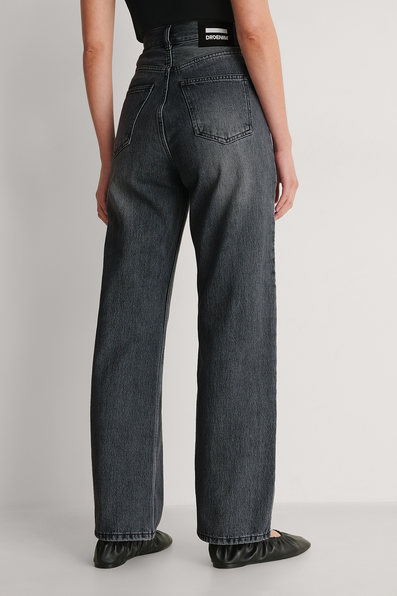 Washed Grey Jean taille haute droit