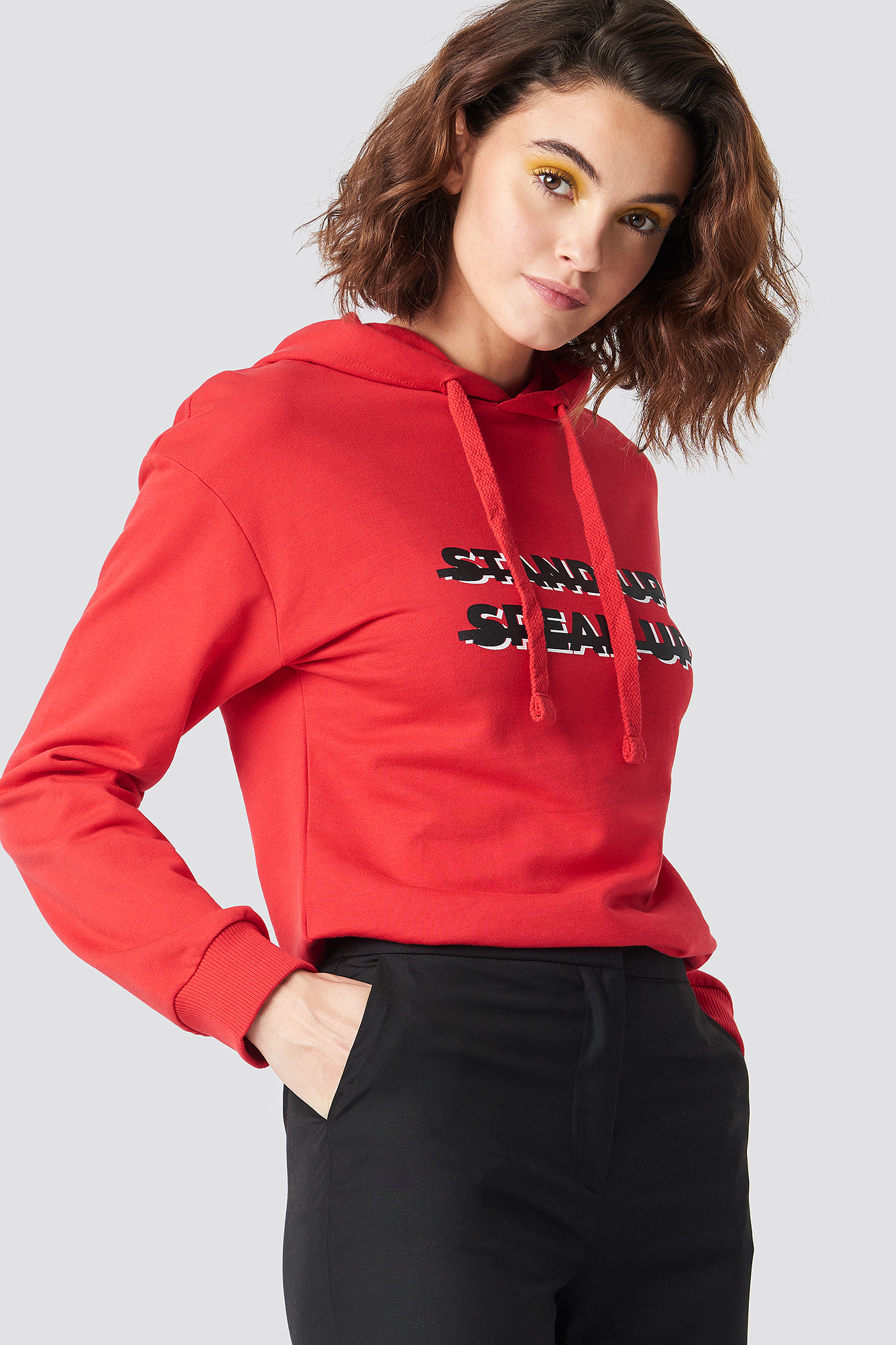 Red Emilie Briting x NA-KD Stand Up Hoodie