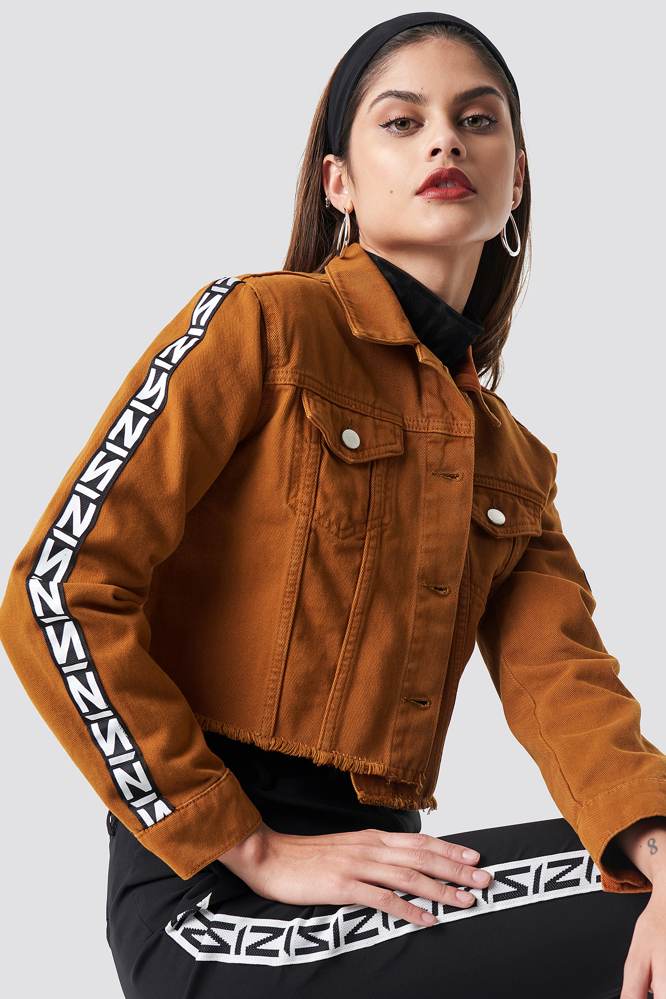 Burned Brown NA-KD Trend N Branded Denim Jacket
