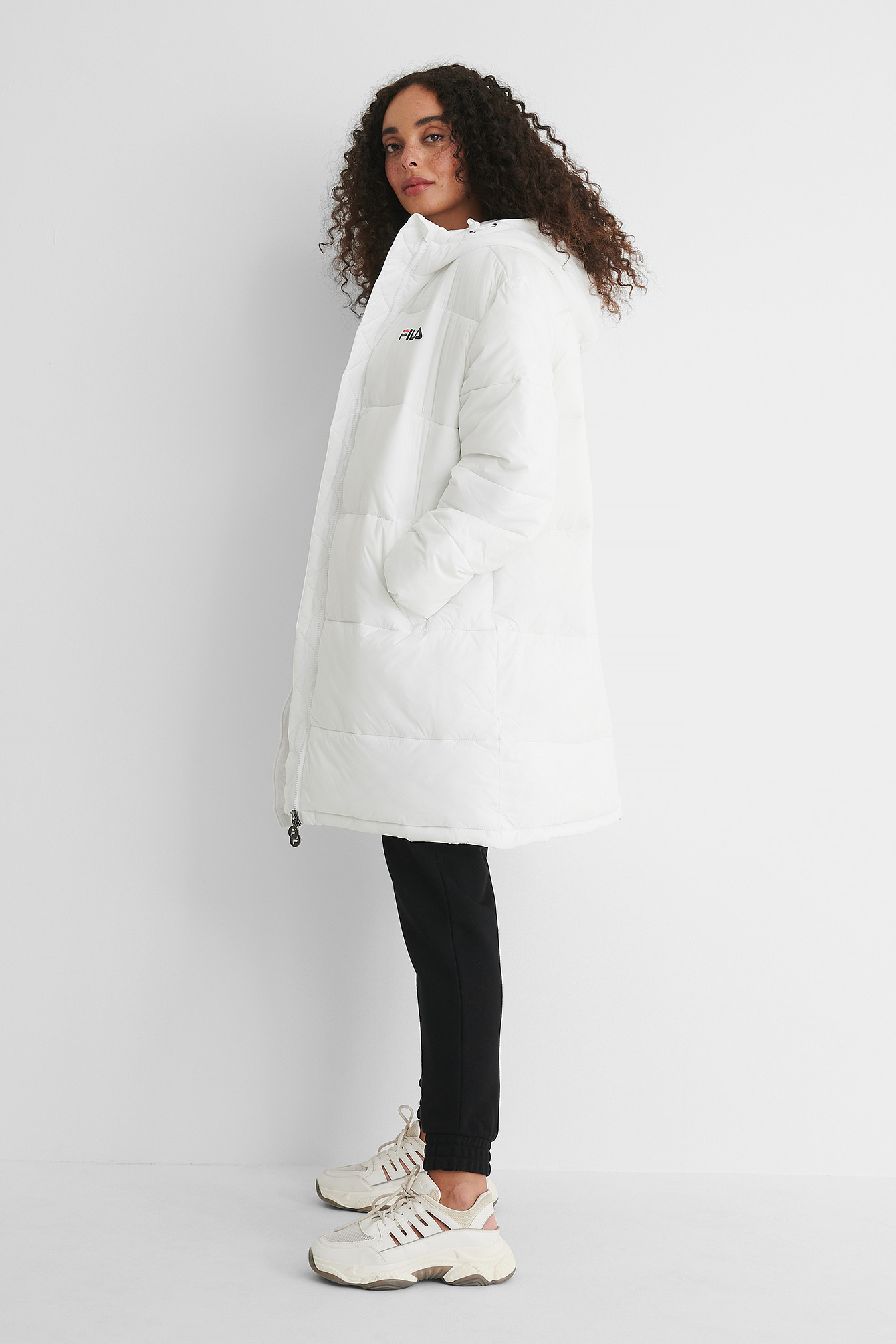 Bright White Veste Matelassée À Capuche