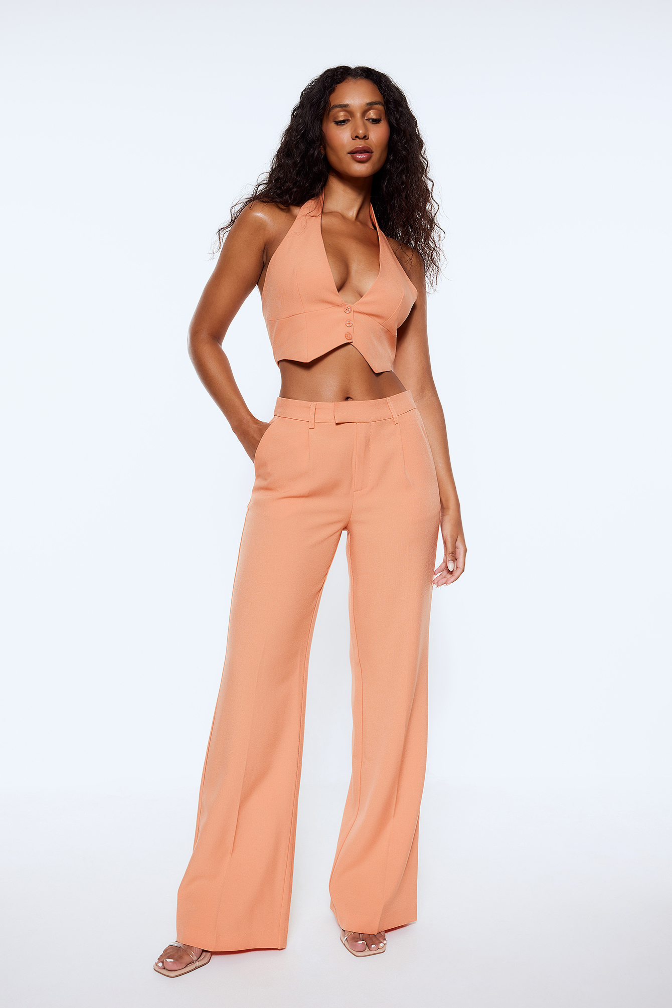 Apricot Brandy Flared Suit Trousers