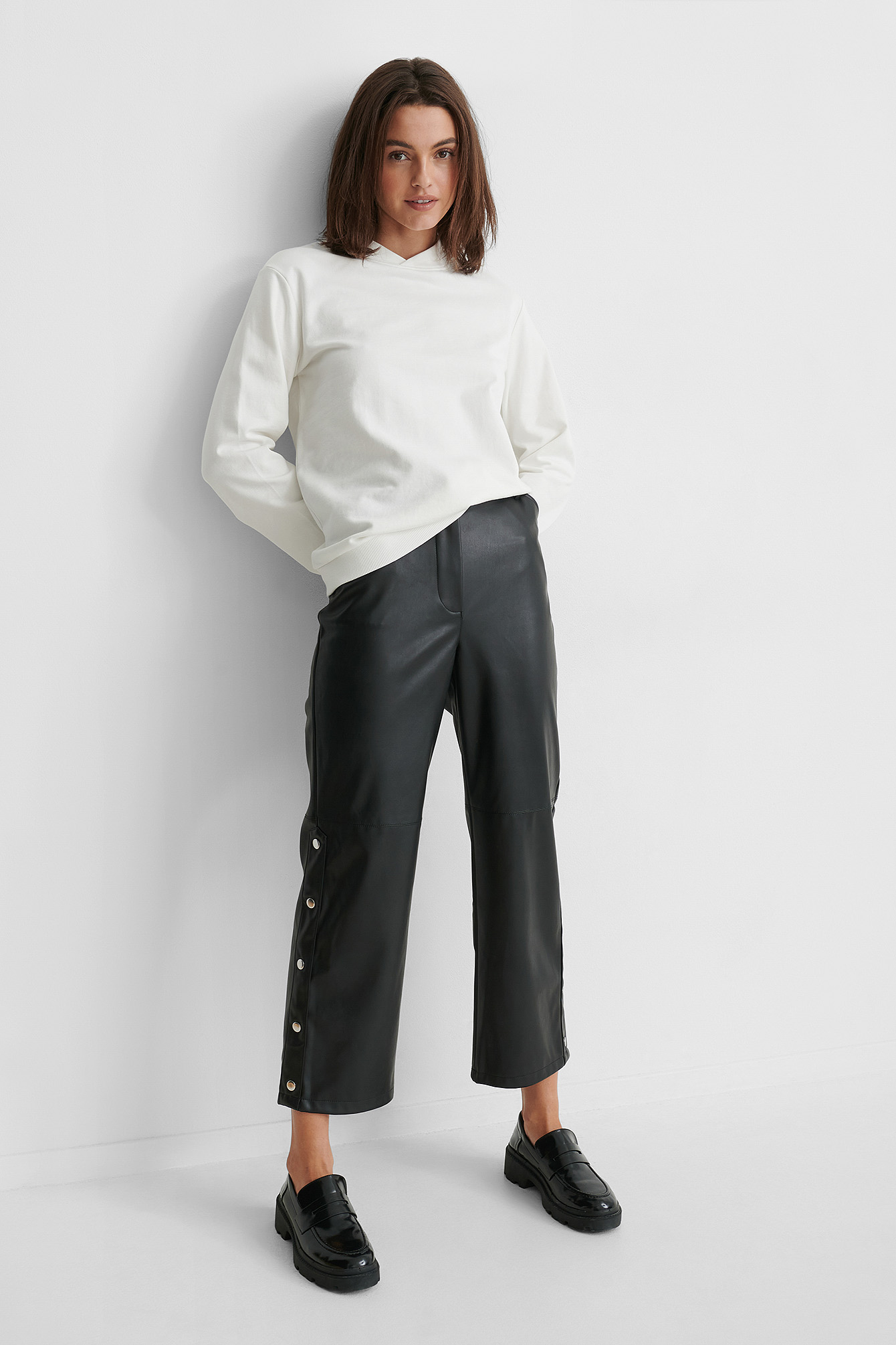 Black Pantalon Faux Cuir
