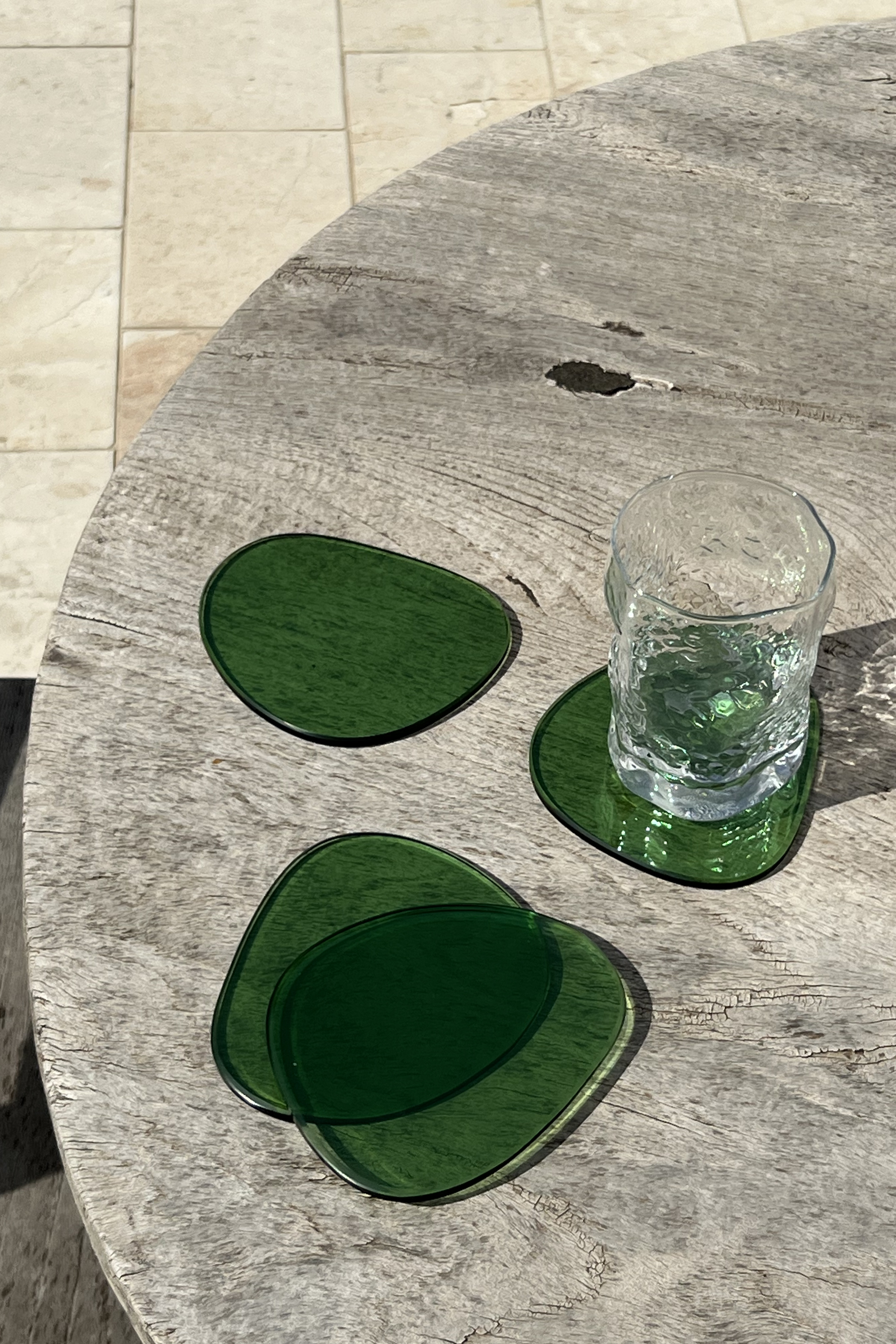 Green Glass Coaster 4-pack