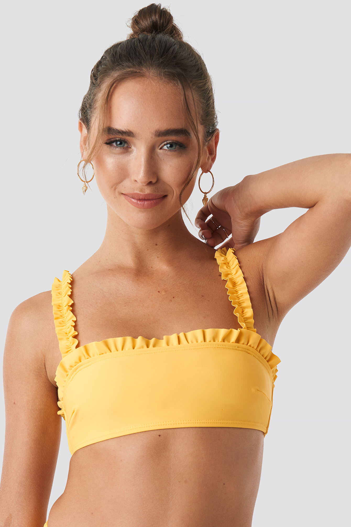 Mustard Gathered Bikini Top