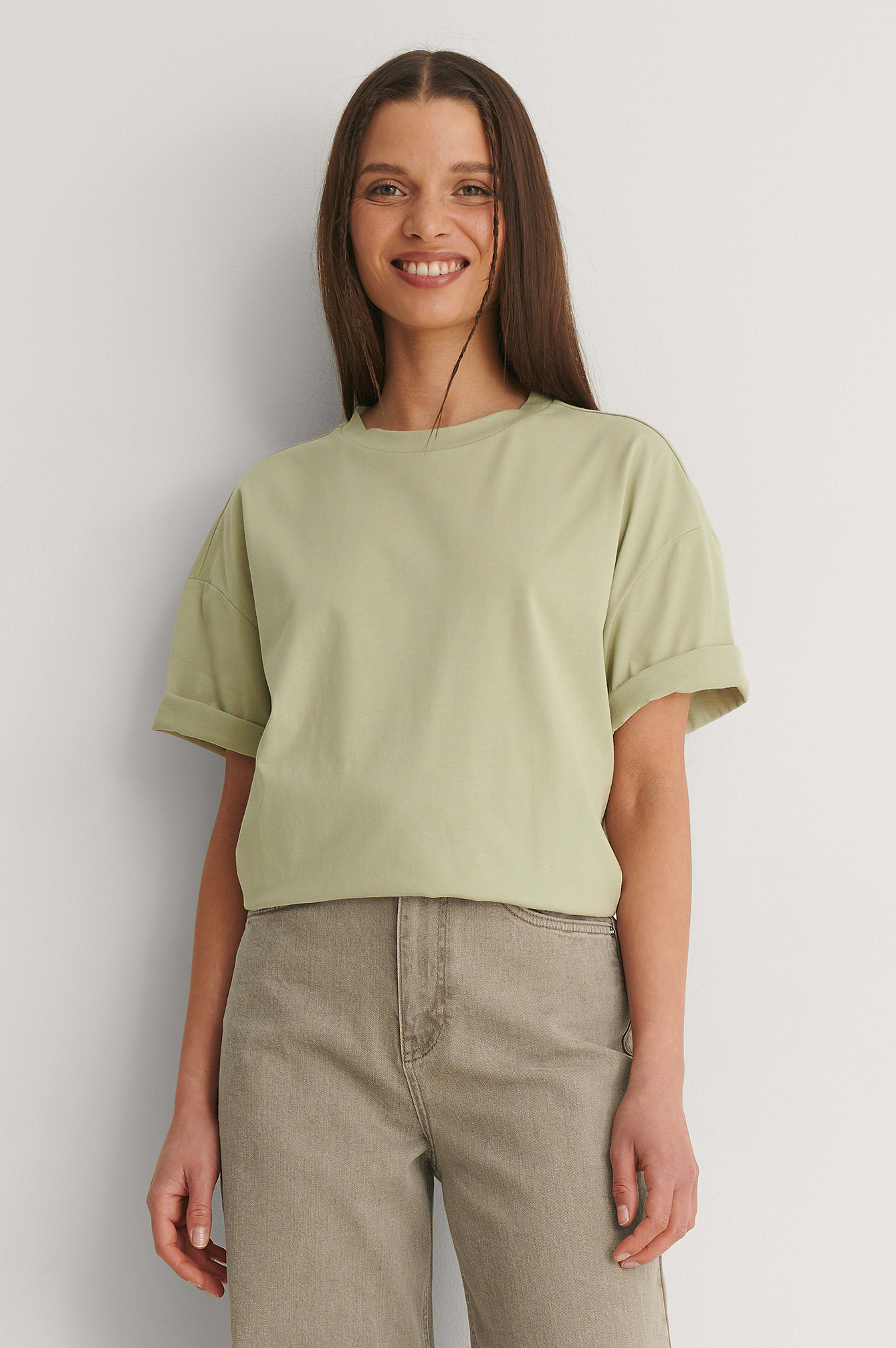 Light Green Biologique T-shirt Oversized Carré