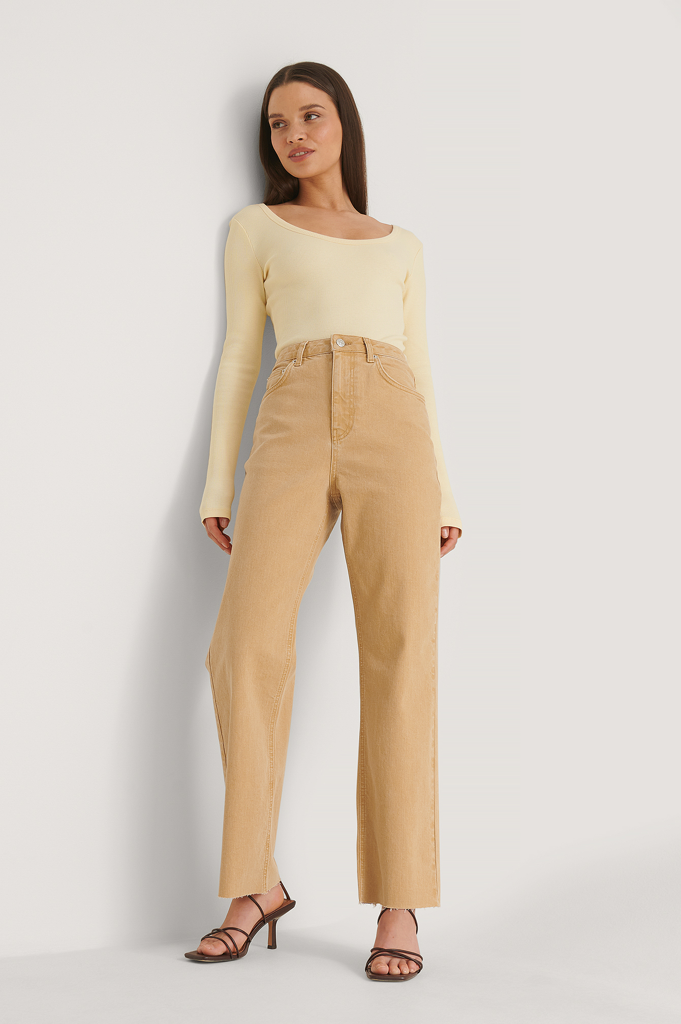 Cantaloupe Biologiques Jean Droit Taille Haute À Ourlet Franc Petite