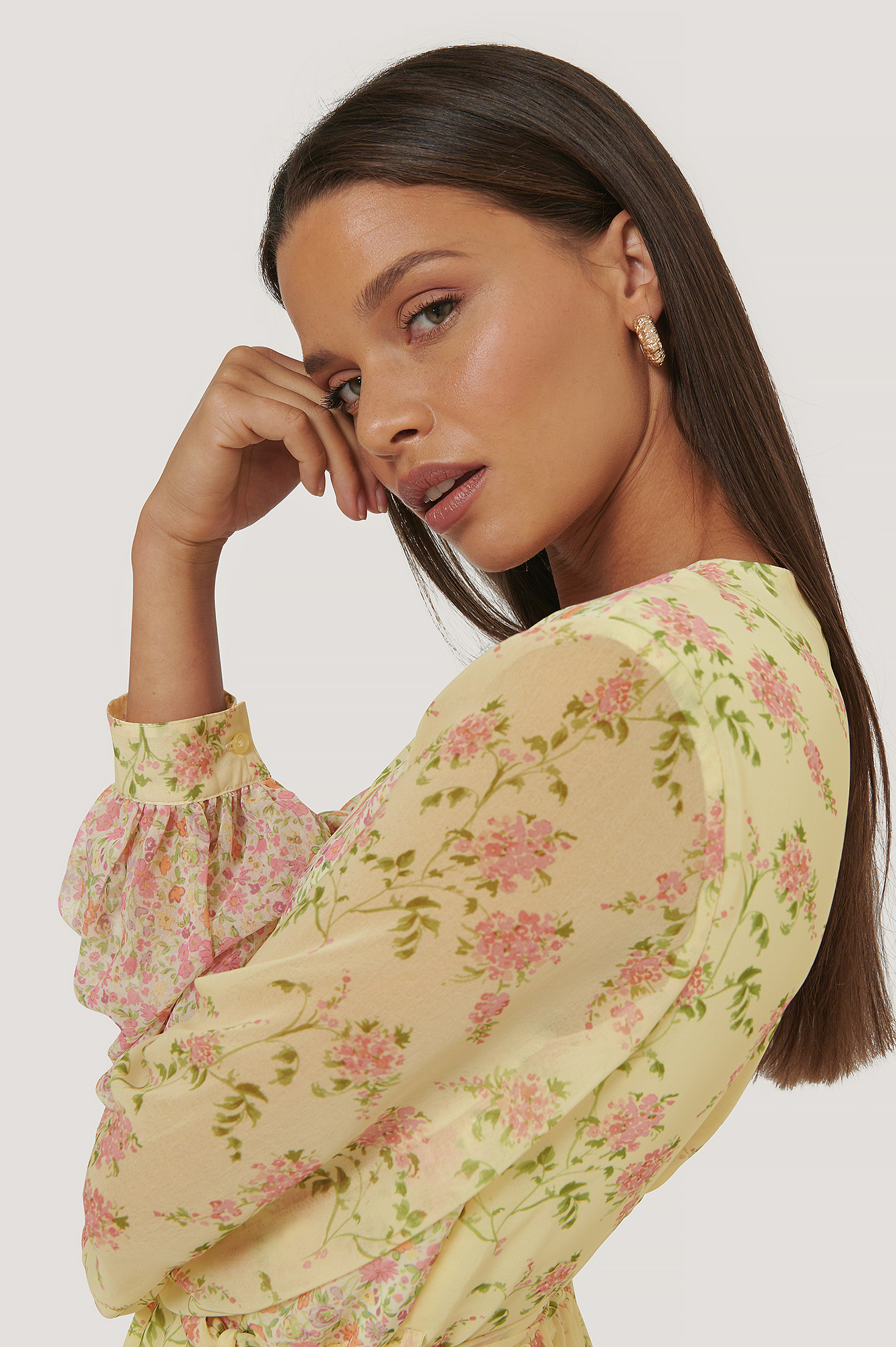 Green Flower Robe Mini À Imprimés Blocs