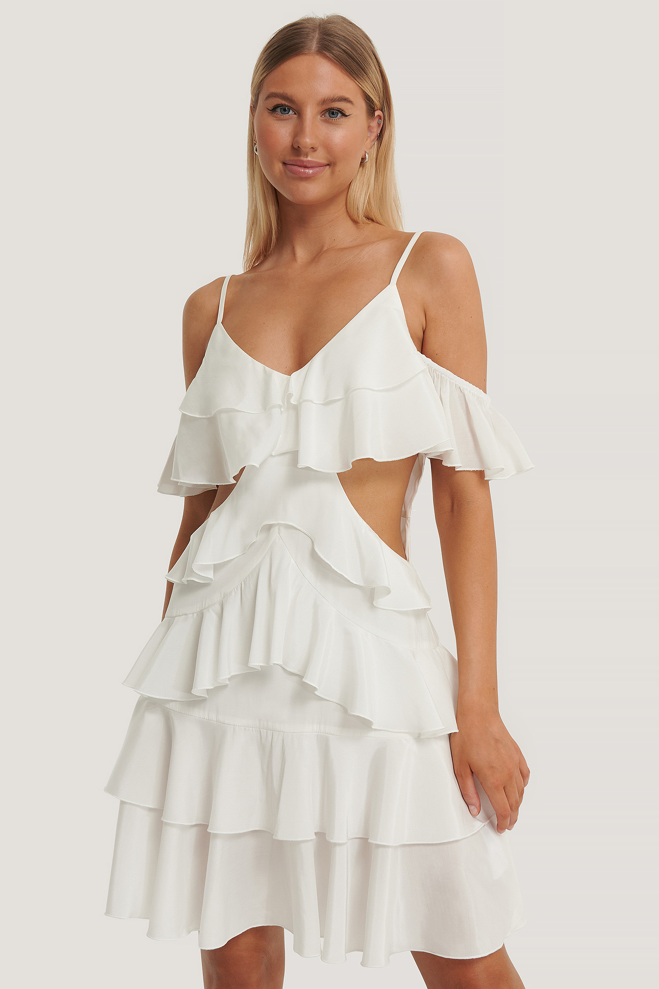 Offwhite Robe Mini À Volants