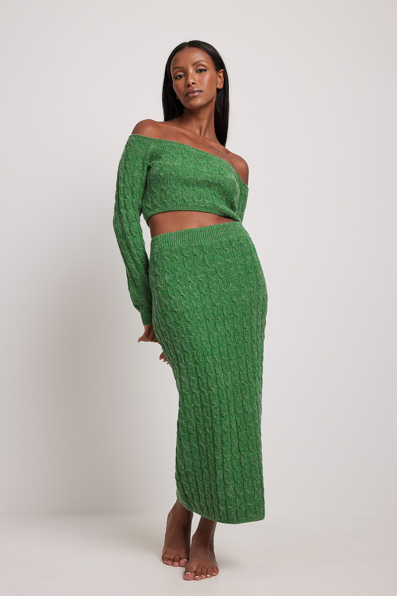Femme Vêtements Jupes Jupes mi-longues Trend Jupe mi-longue en tricot à détails NA-KD en coloris Vert 