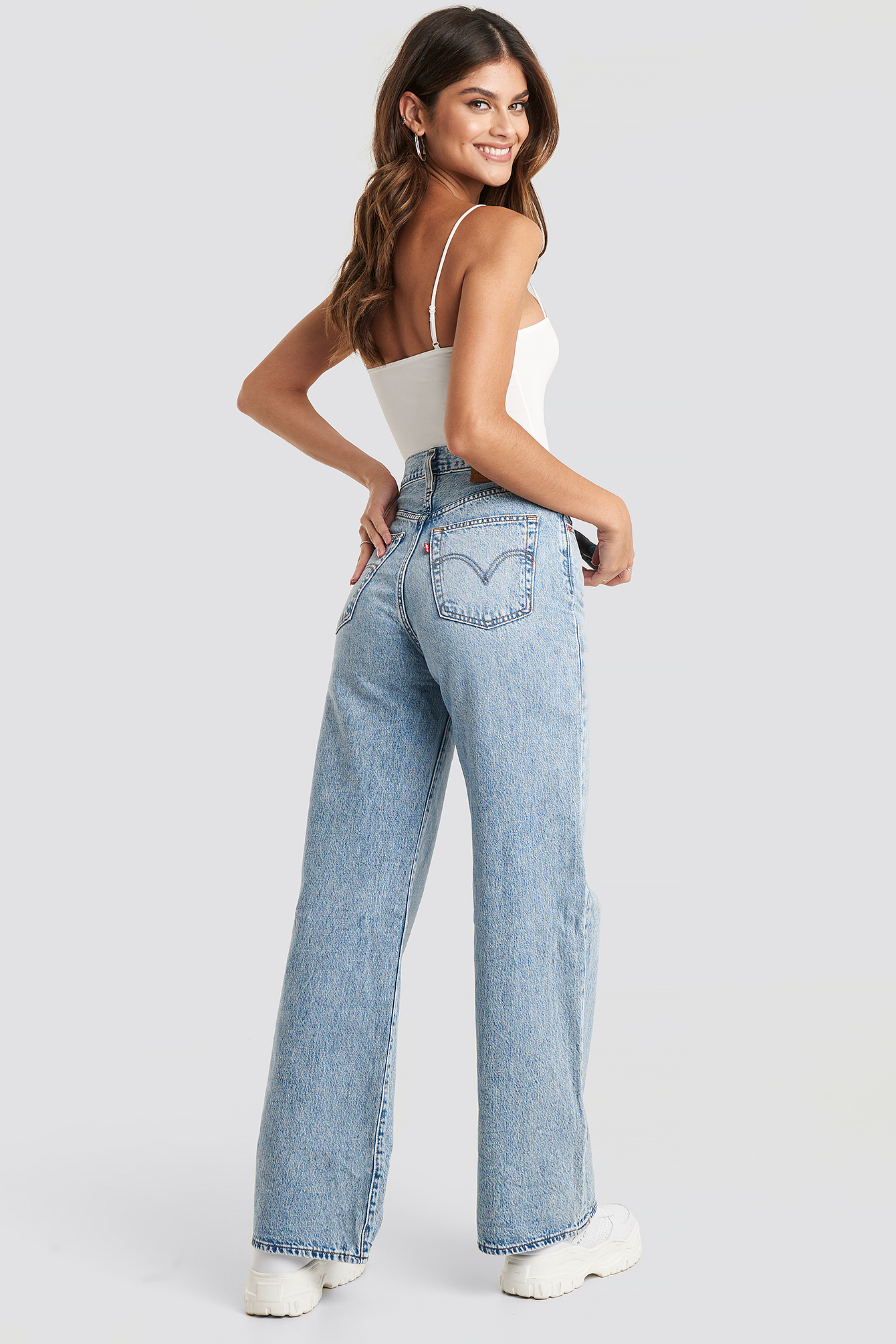 Ribcage Wide Leg Jeans Bleu | na-kd.fr