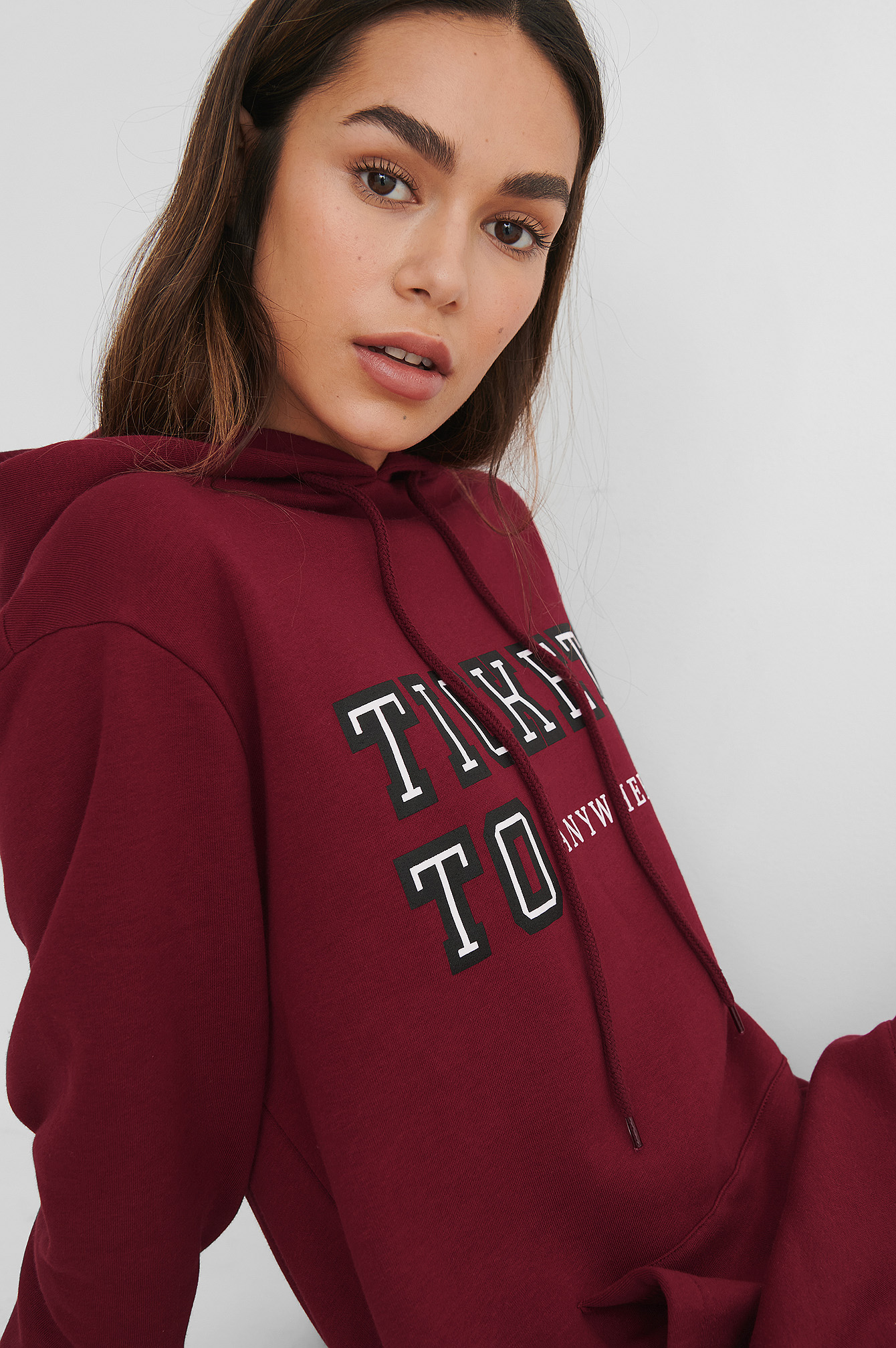 Wine Hoodie Imprimé Surdimensionné