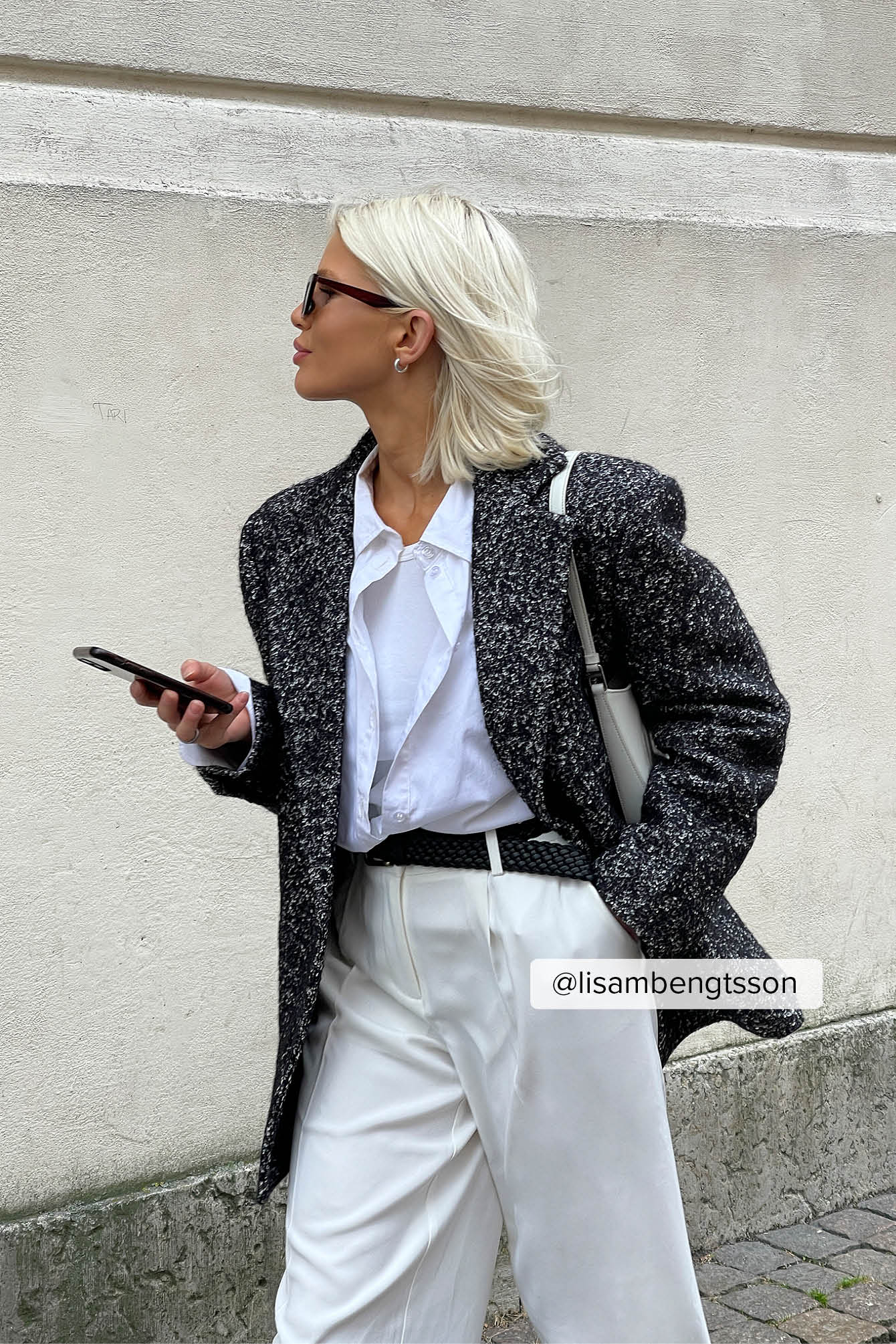 Black/White Manteau style blazer structuré