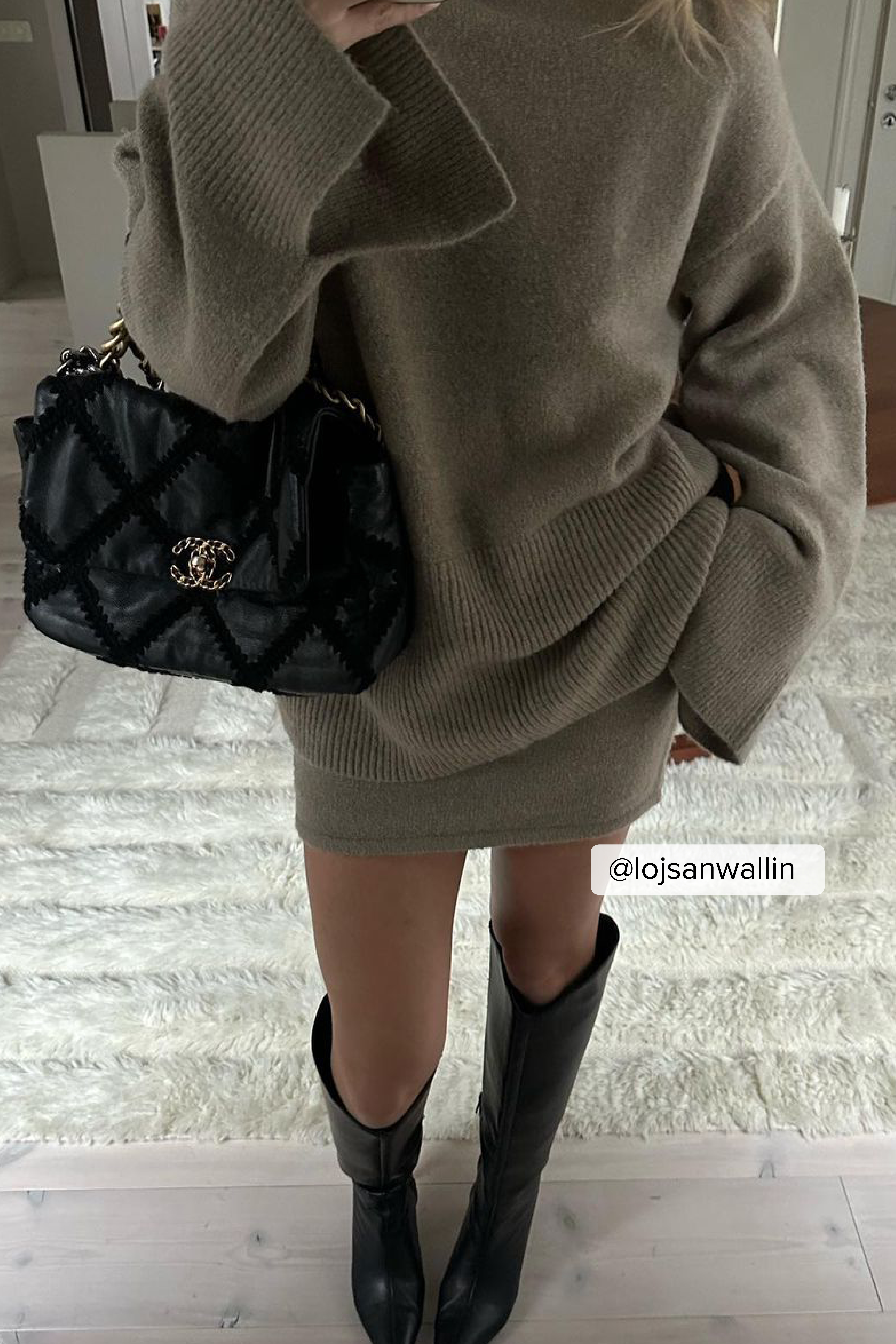 Pull style polo en maille de laine mélangée Beige