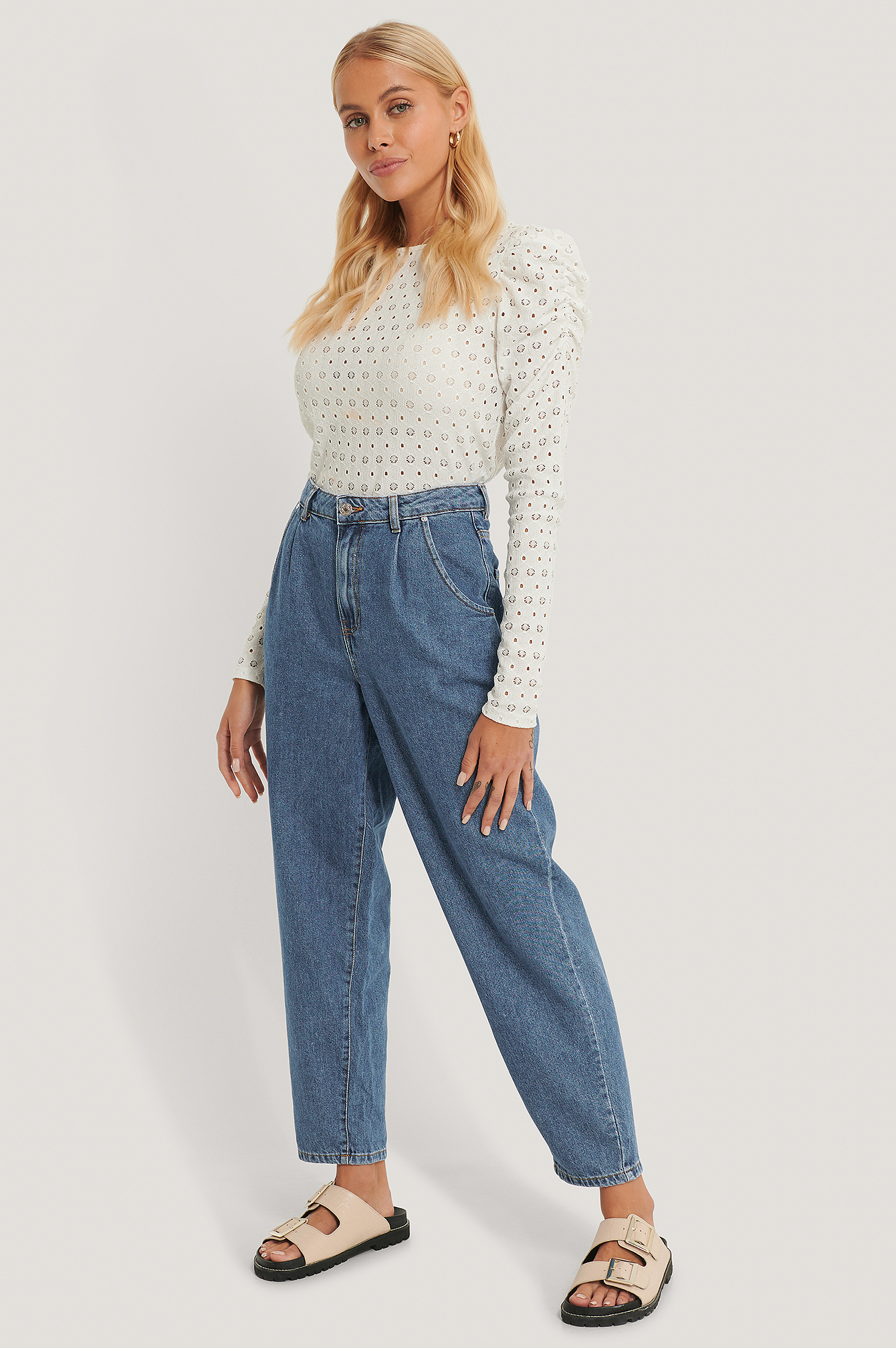 Denim Jean Court Taille Haute