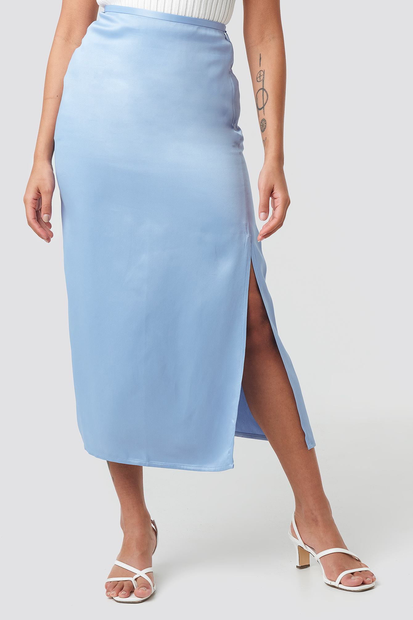 Light Blue Satin Skirt