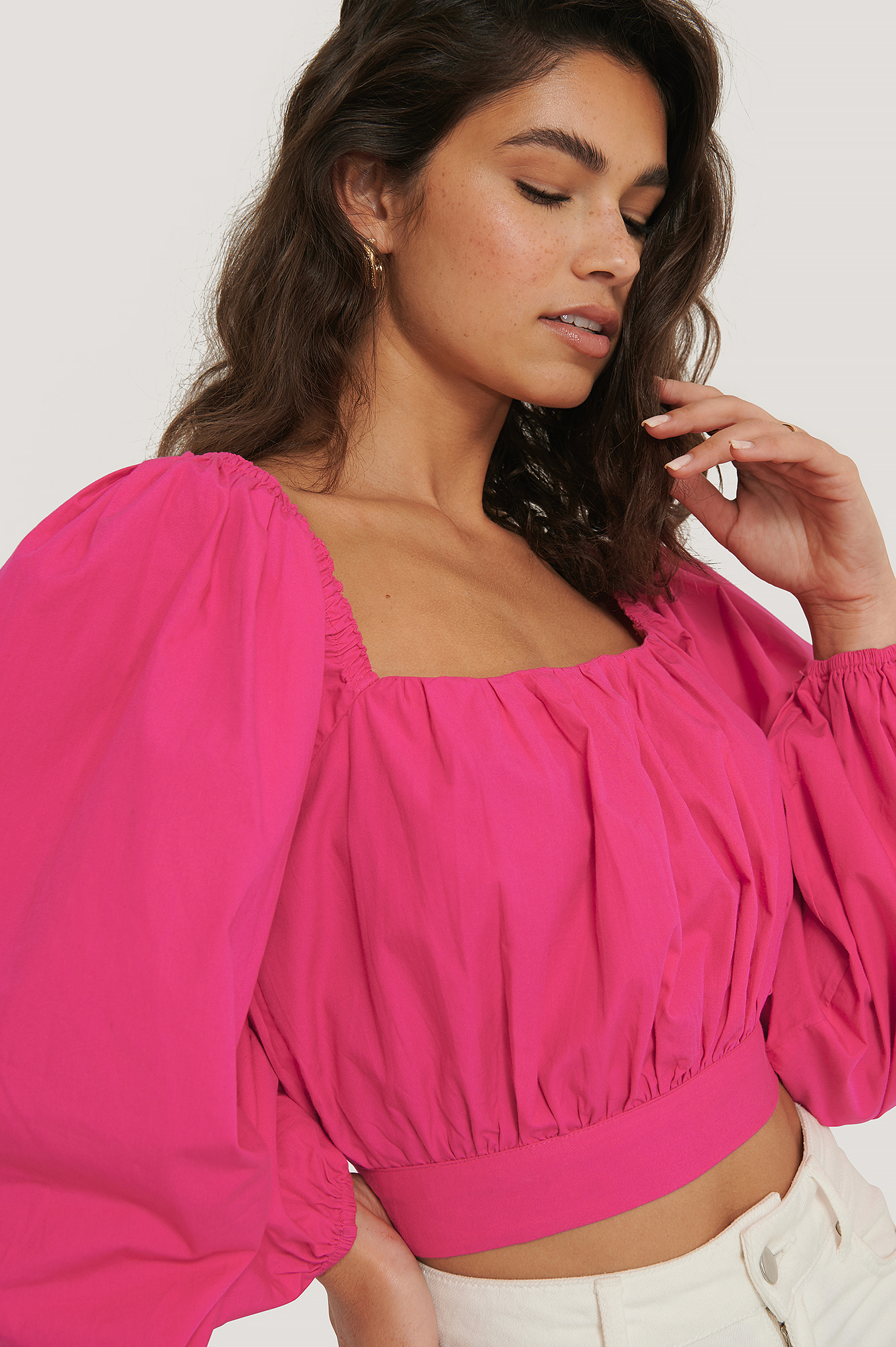 Strong Pink Chemisier À Manches Ballon