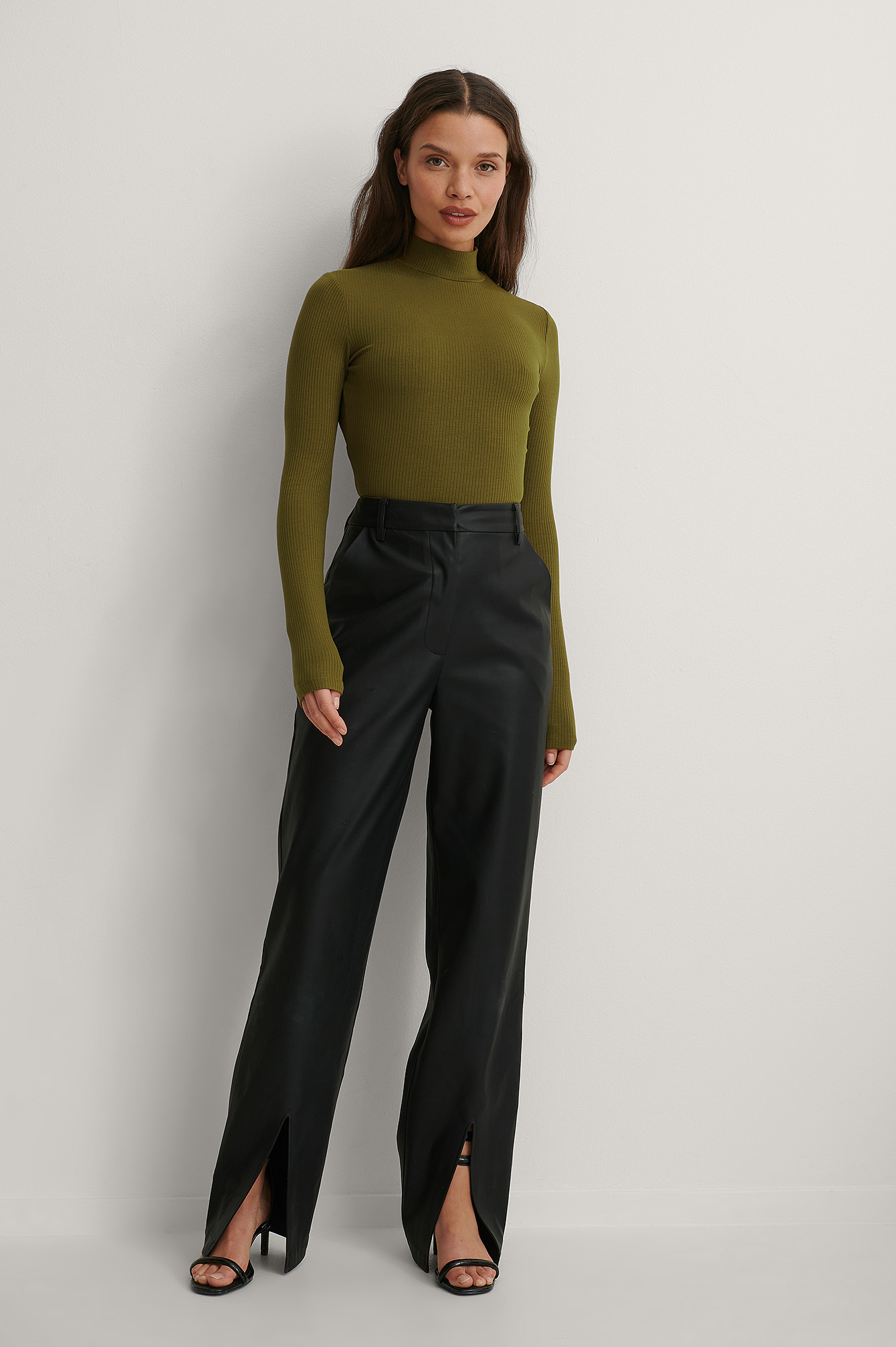 Black Pantalon Faux Cuir
