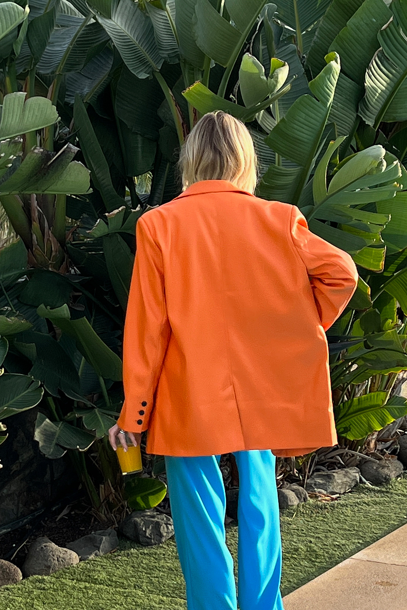 Orange Blazer surdimensionné en faux cuir