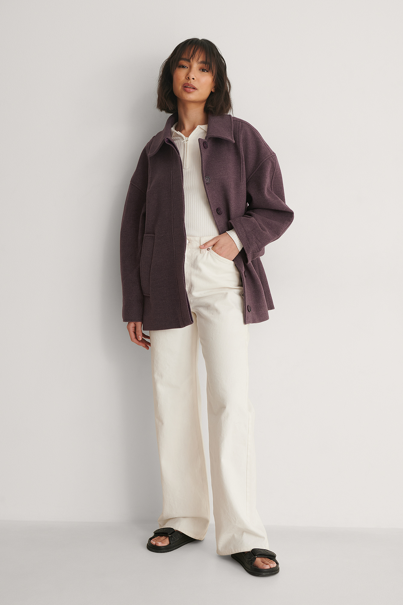 Dark Purple Manteau Court