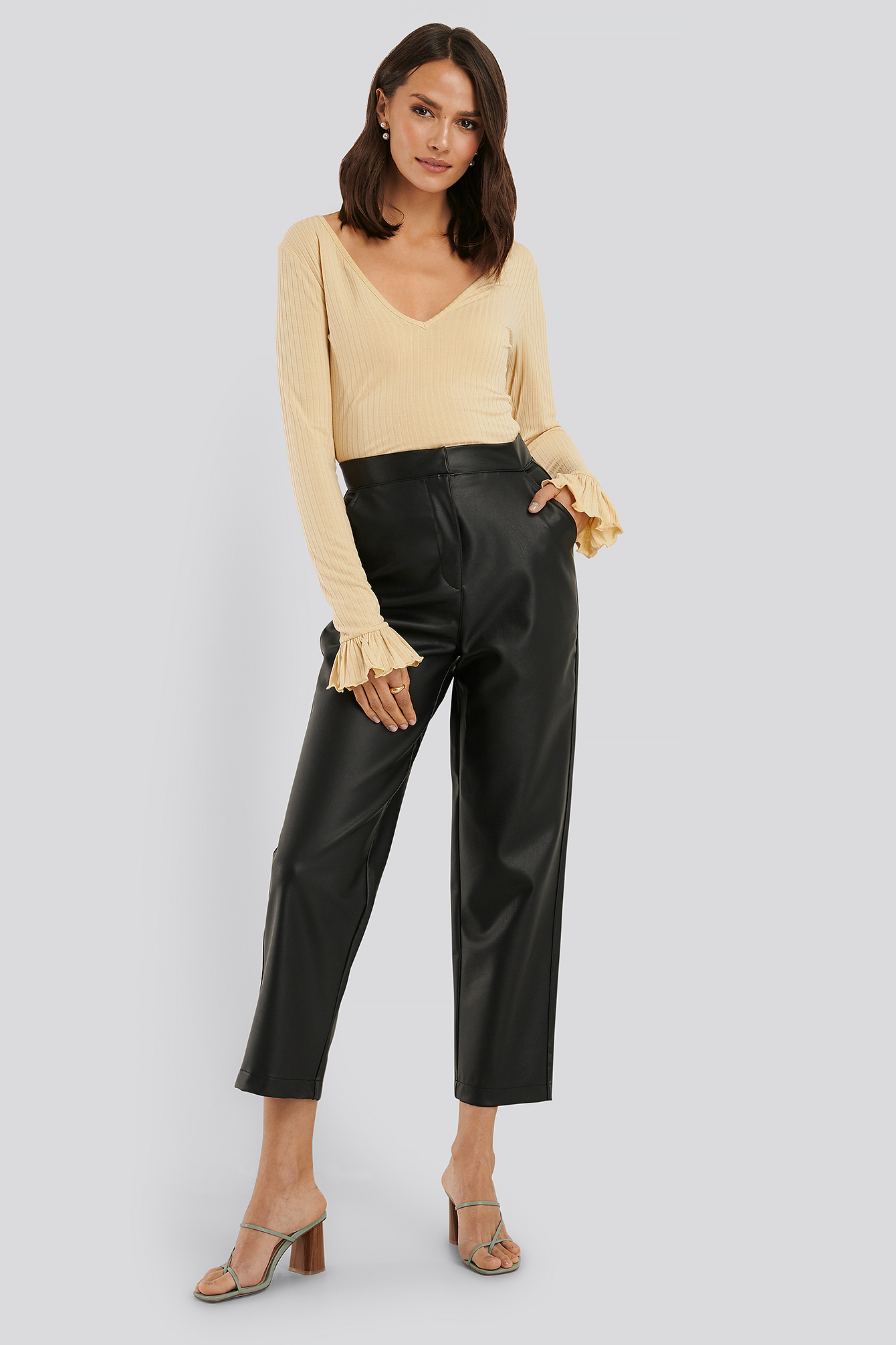 Black Pantalon Faux Cuir