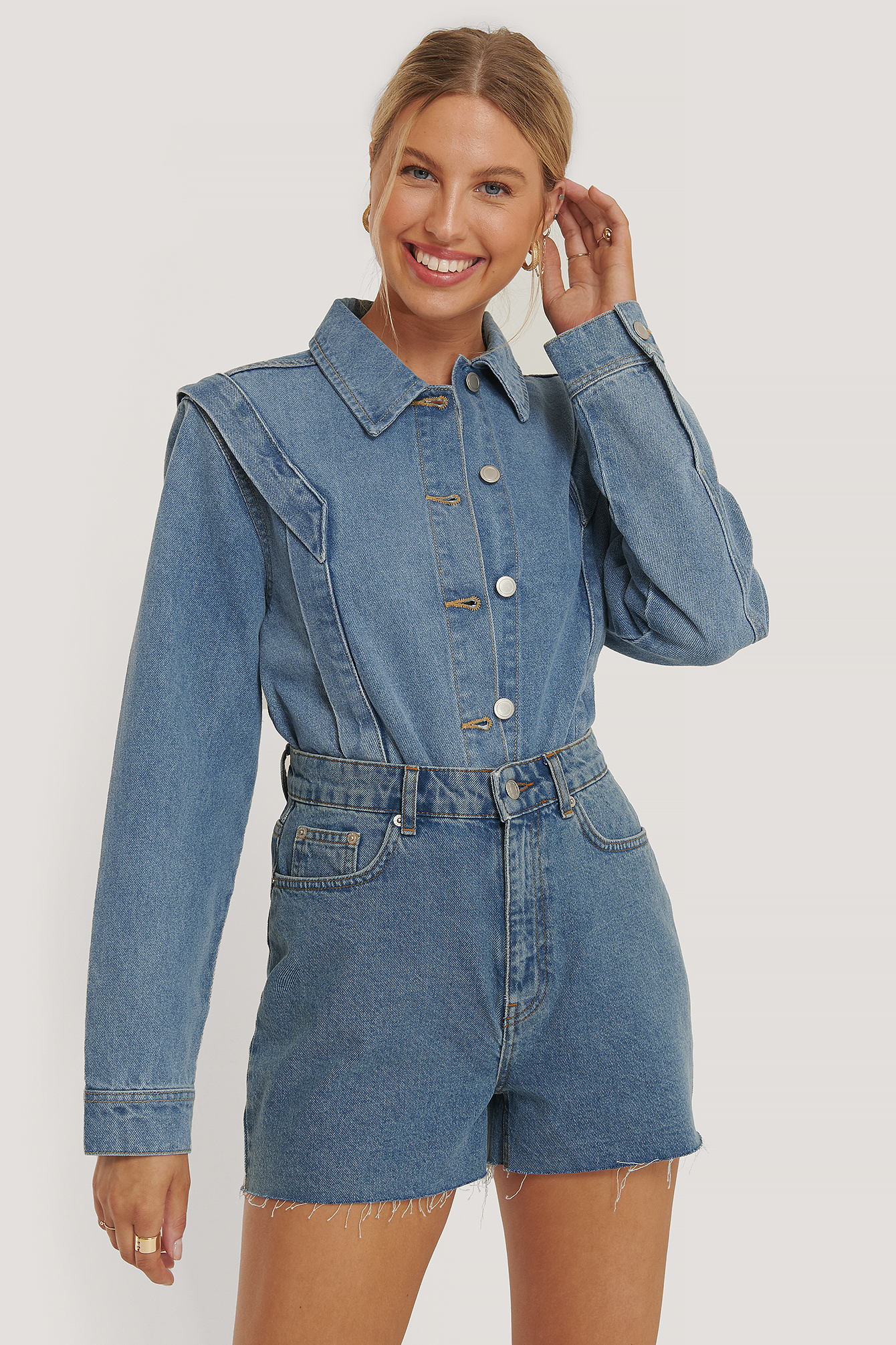 Blue Veste En Jean Courte À Détails