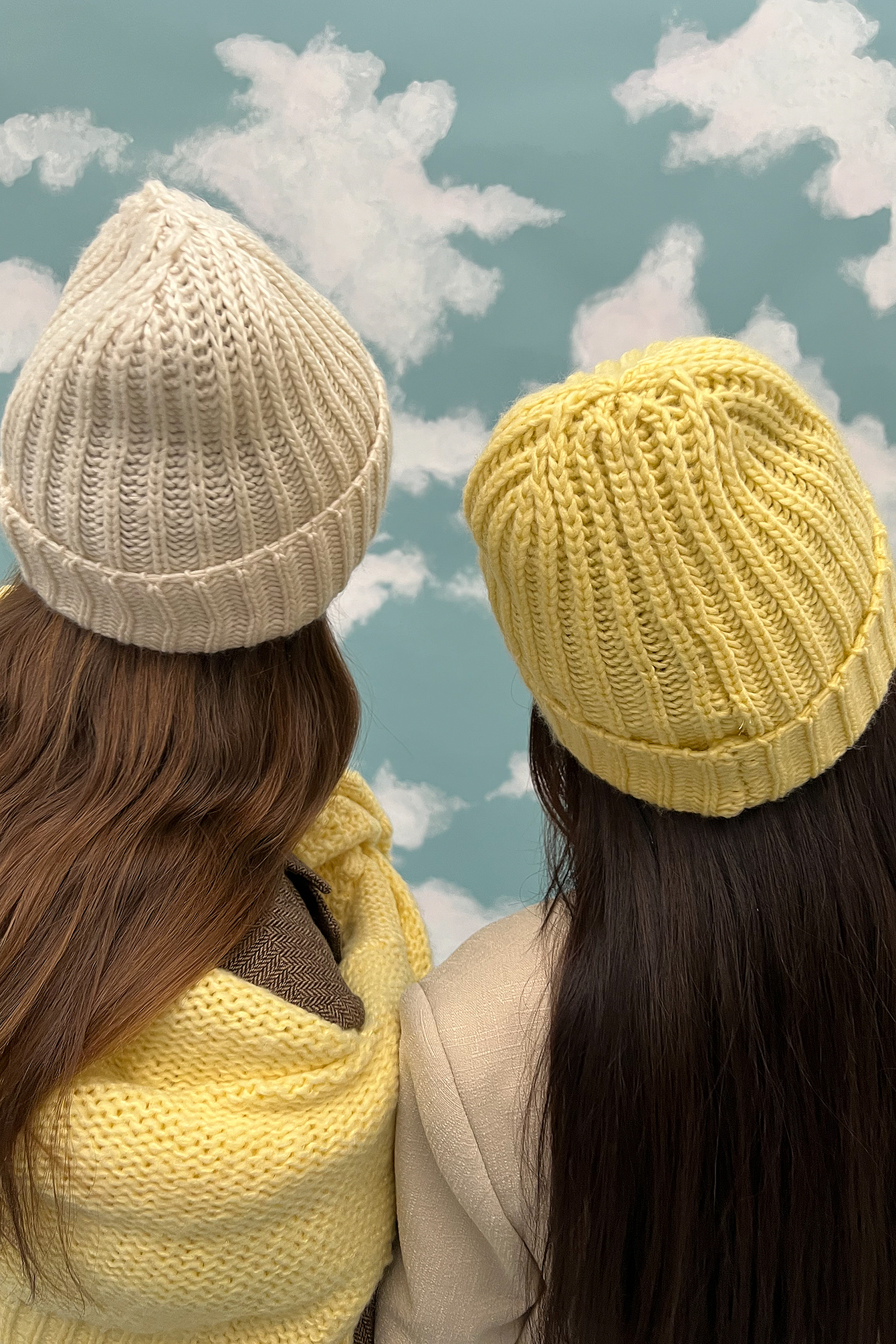 Light Yellow Bonnet en tricot épais