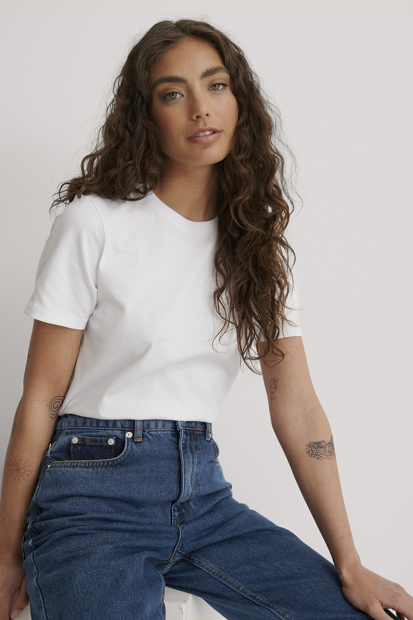 T-shirt à col rond en coton biologique Blanc
