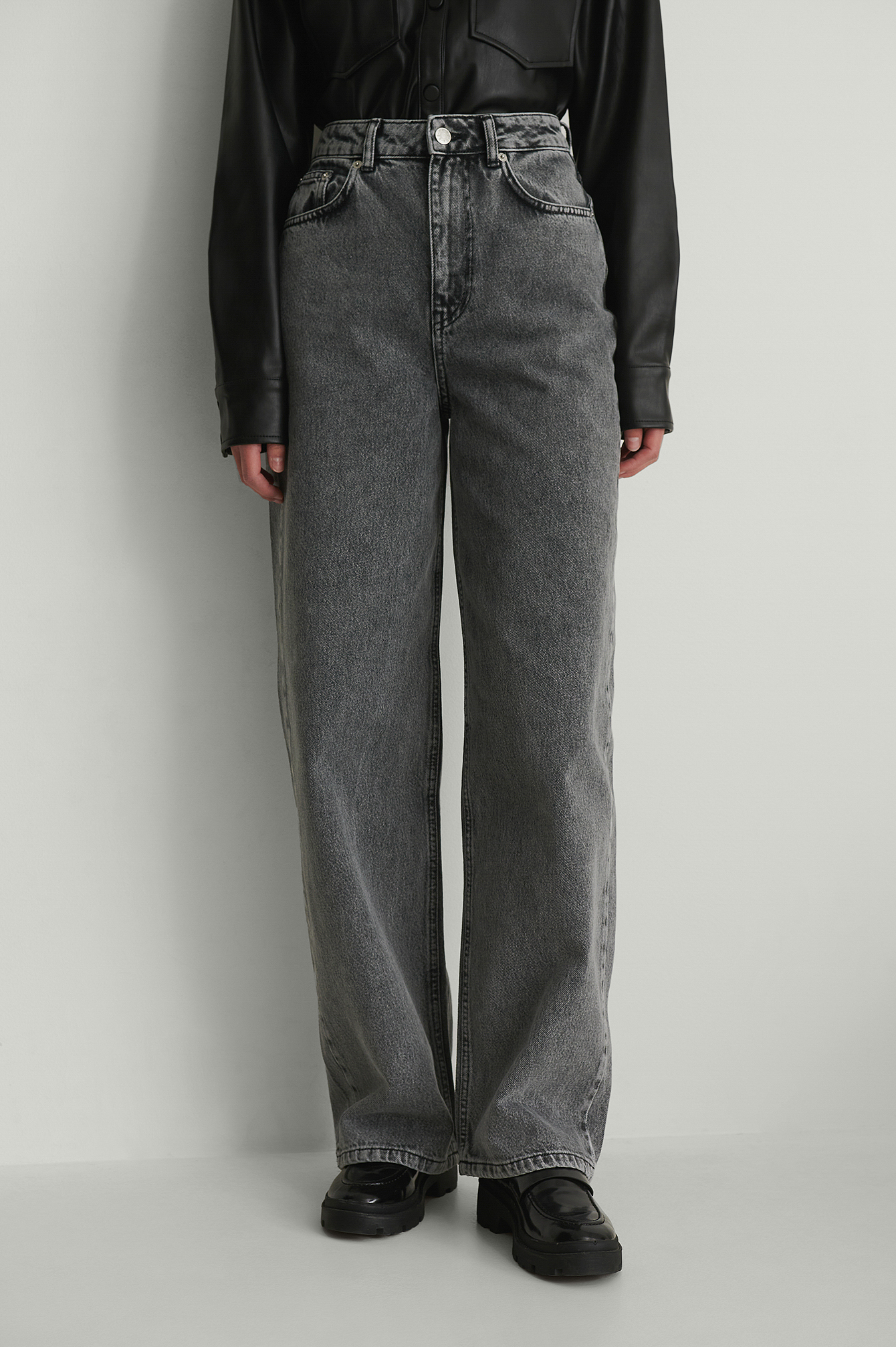 Grey Biologiques Jean Large Taille Haute