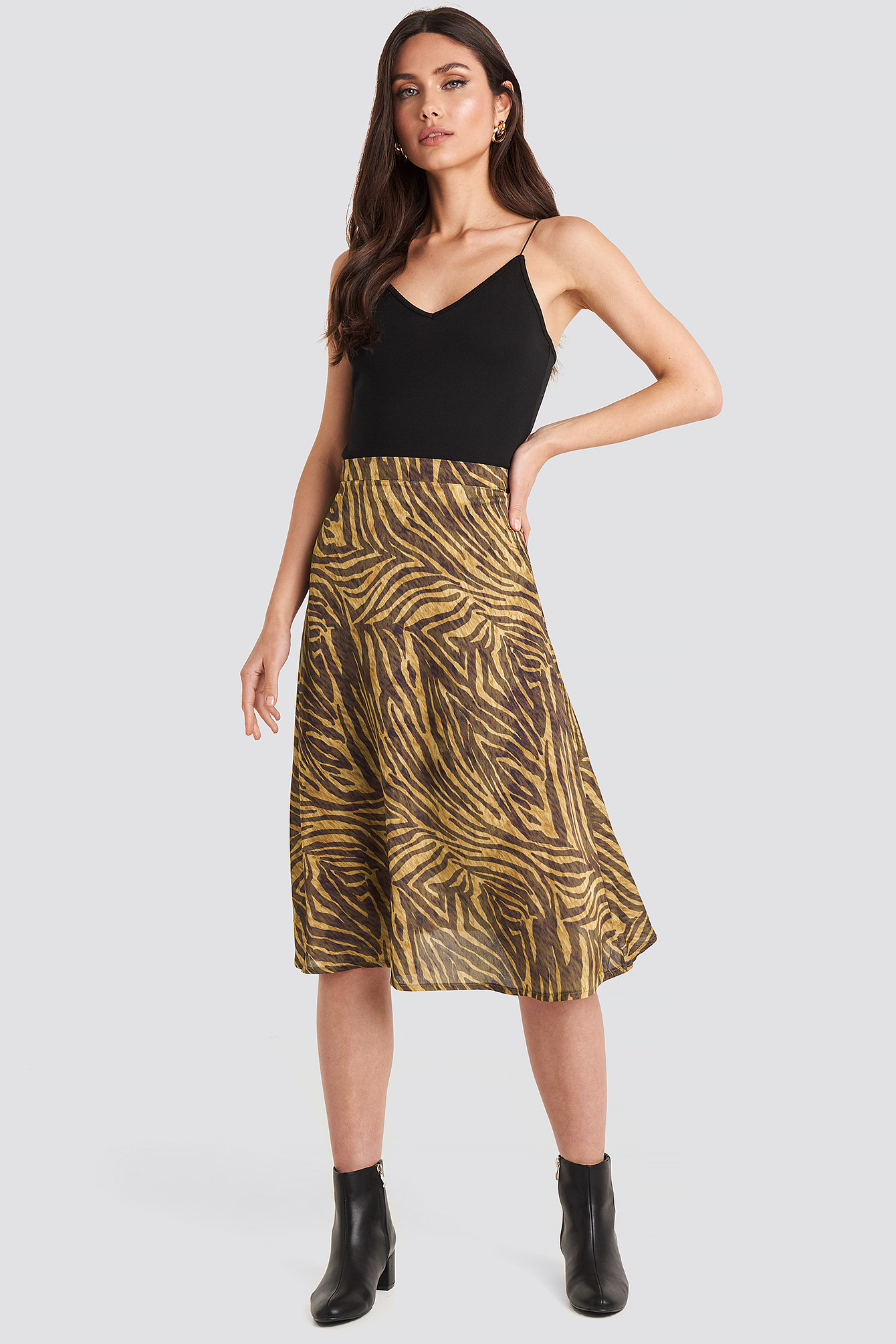 Zebra NA-KD Trend Animal Printed Midi Skirt