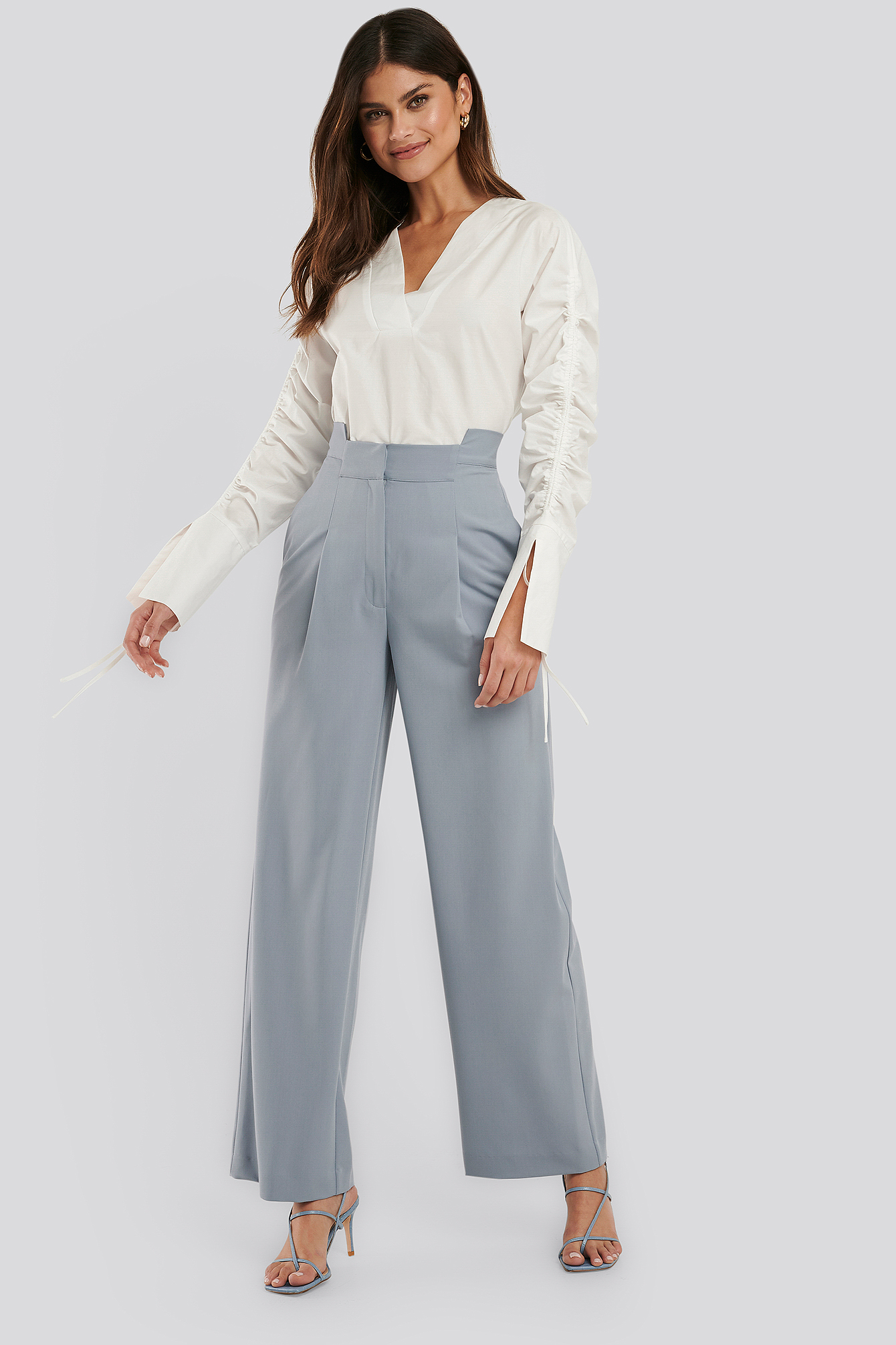 Light Blue Asymmetric Waist Pants