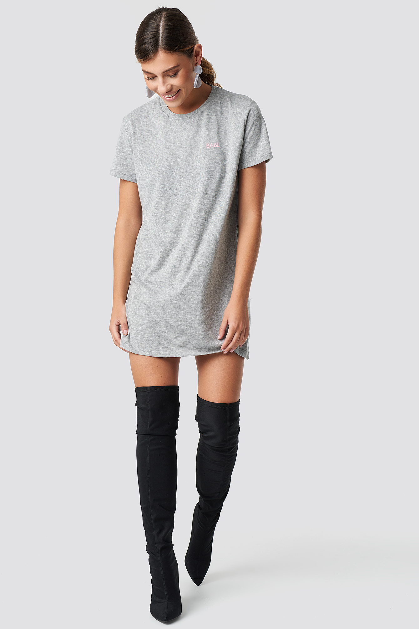 Grey NA-KD Babe T-shirt Dress