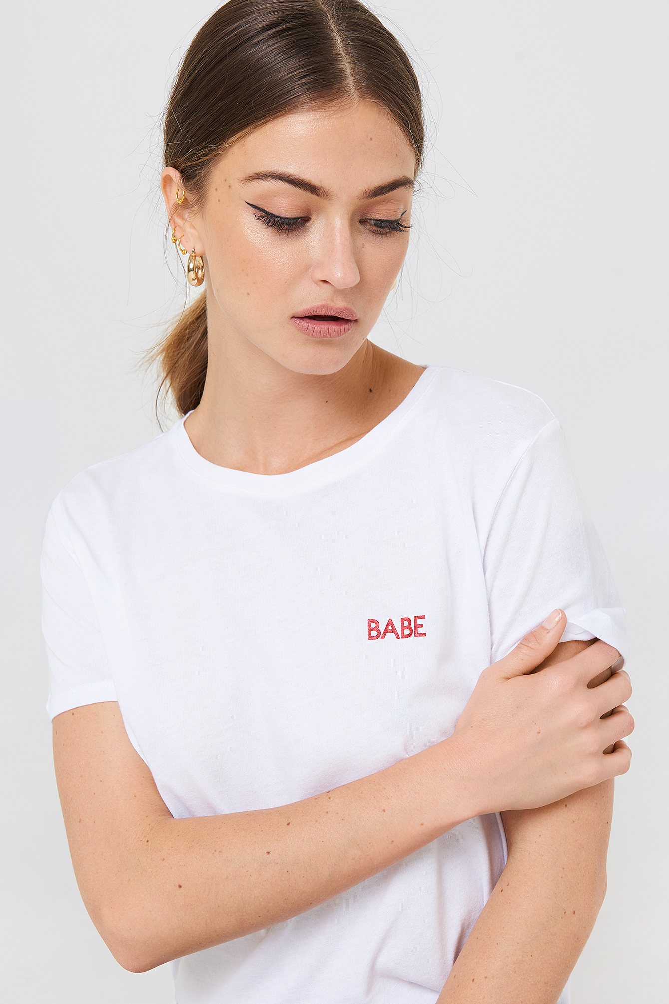 White/Red NA-KD Babe Chest Tee