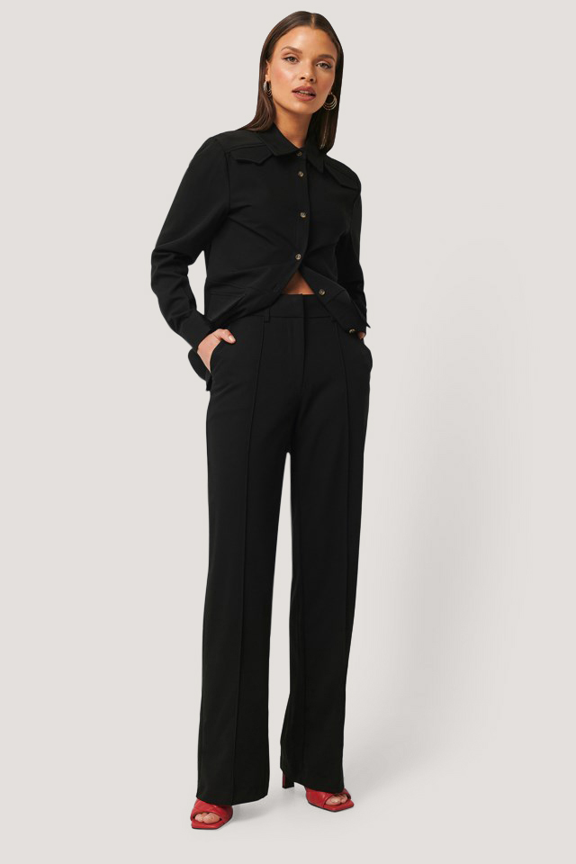 Black Pantalons De Costume À Fente