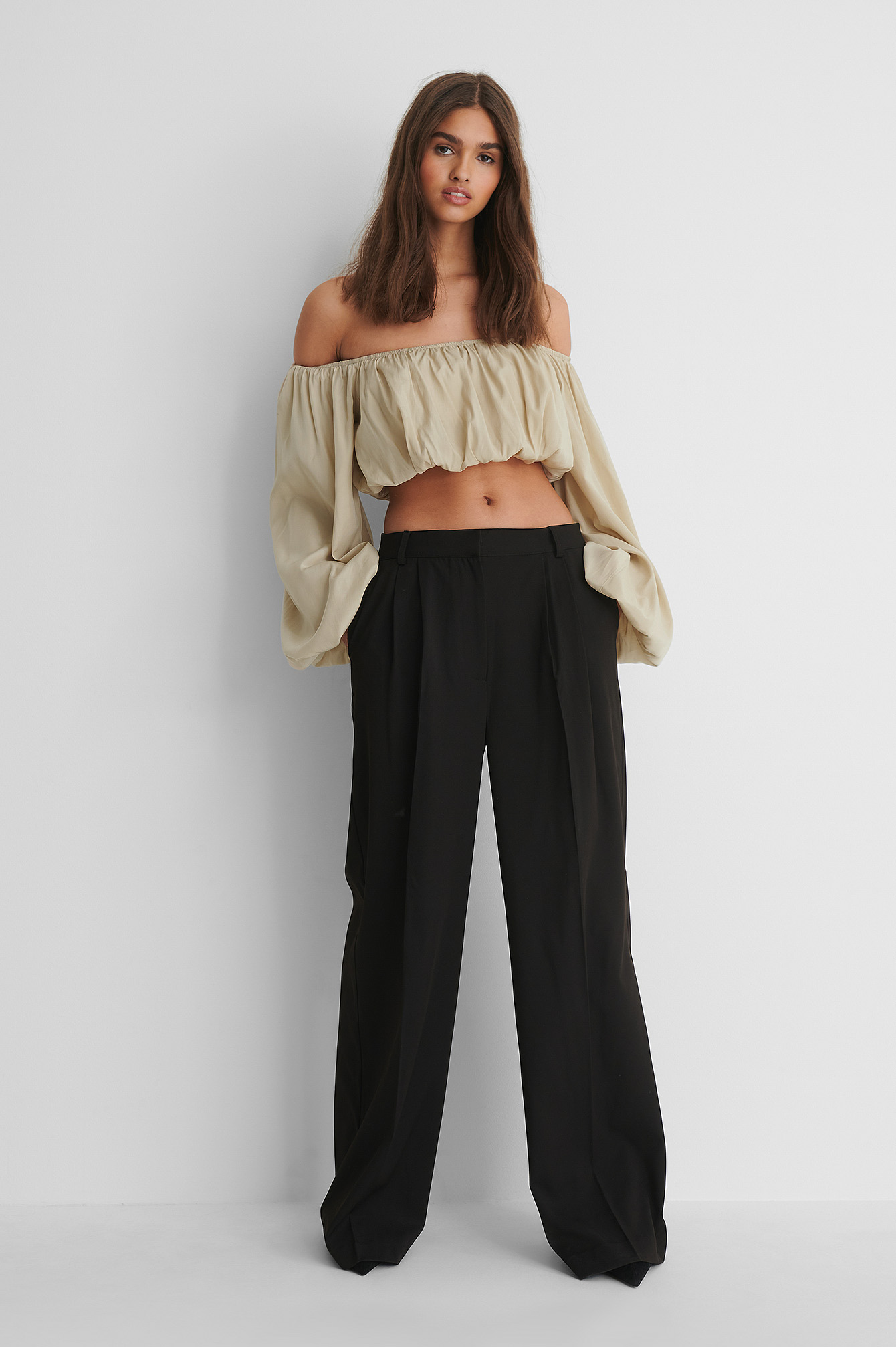 Grey Haut Manches Ballon