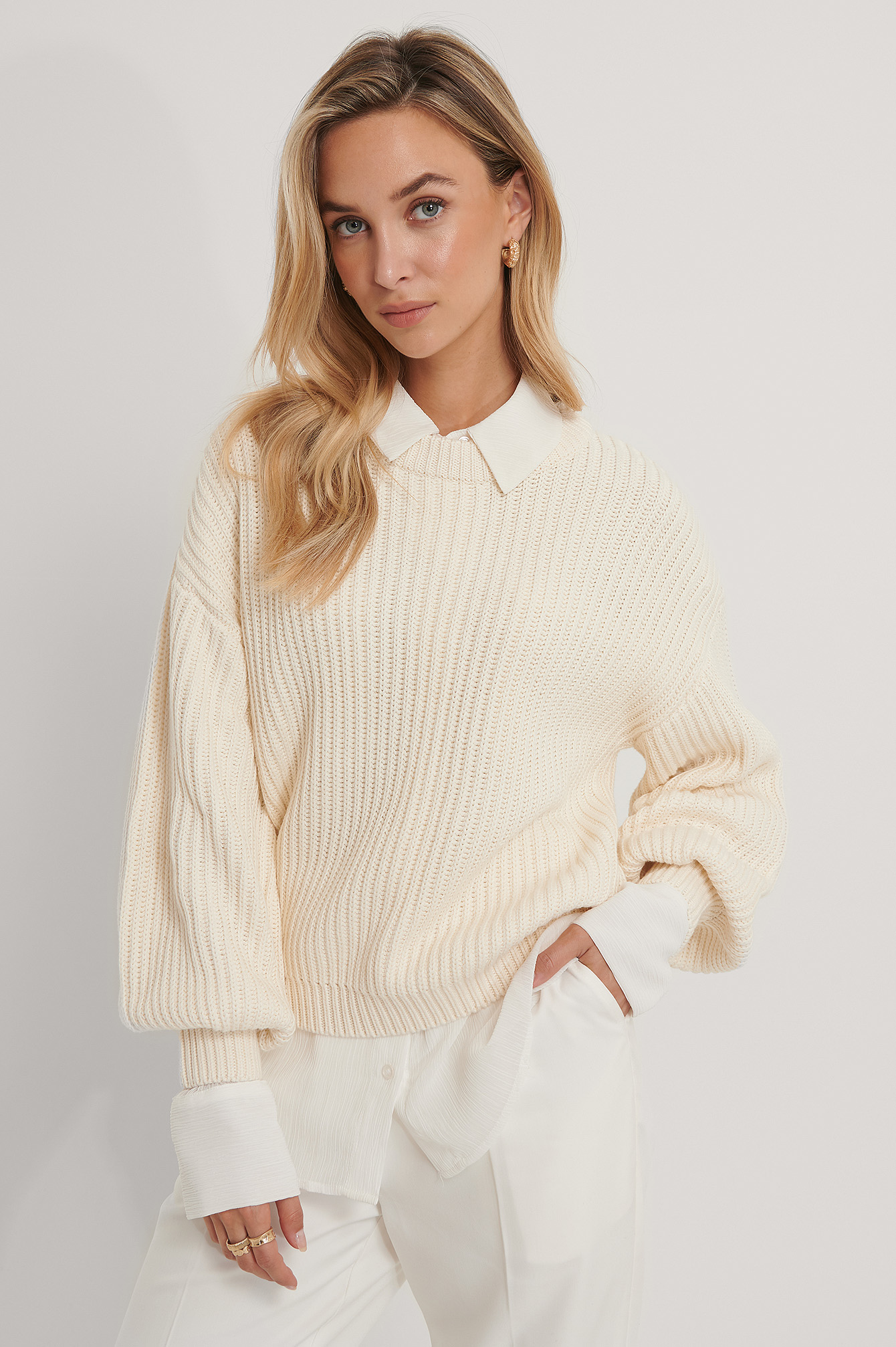 Offwhite Biologique Pull Tricoté Col Rond