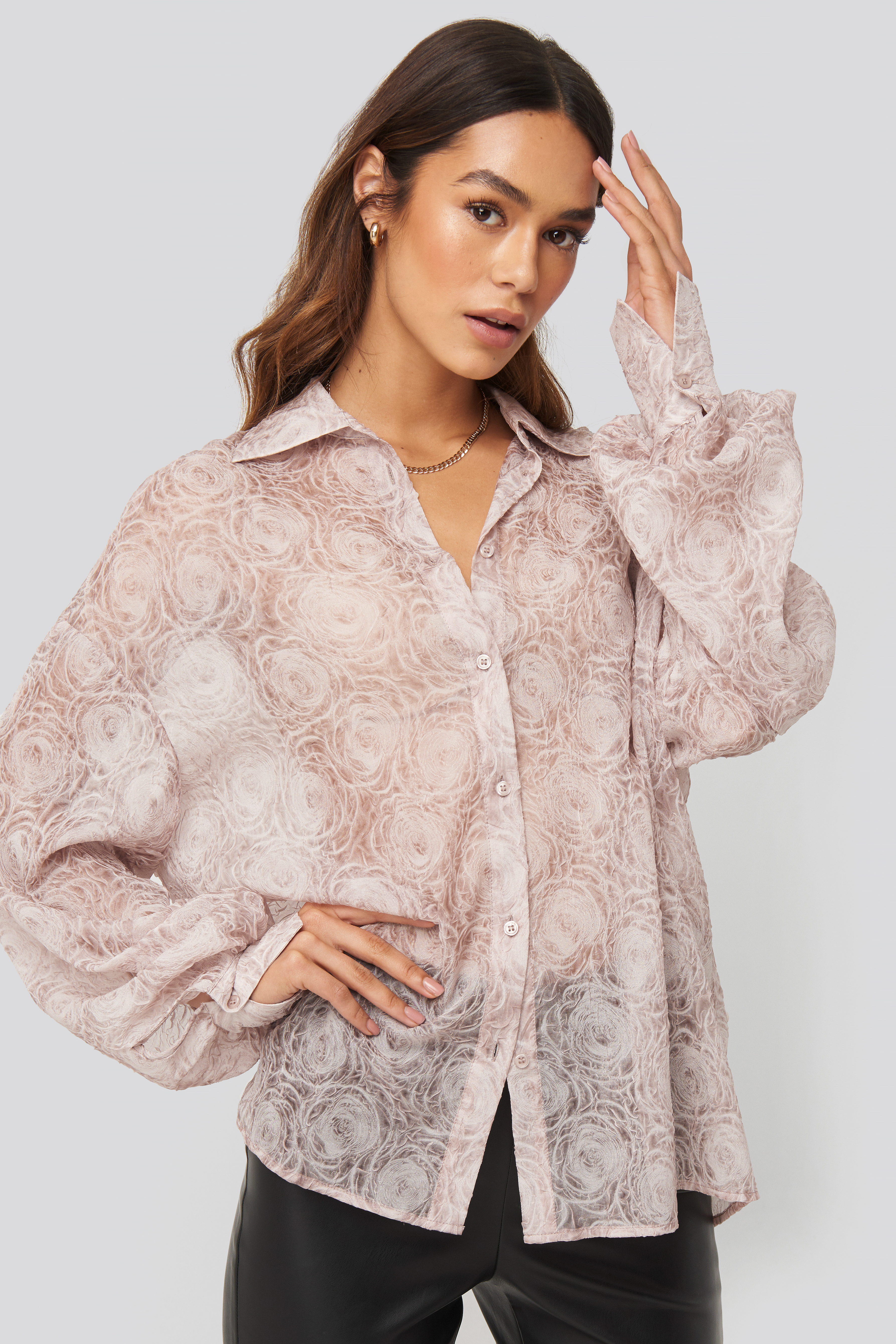 Dusty Pink NA-KD Trend Balloon Sleeve Structured Rose Blouse