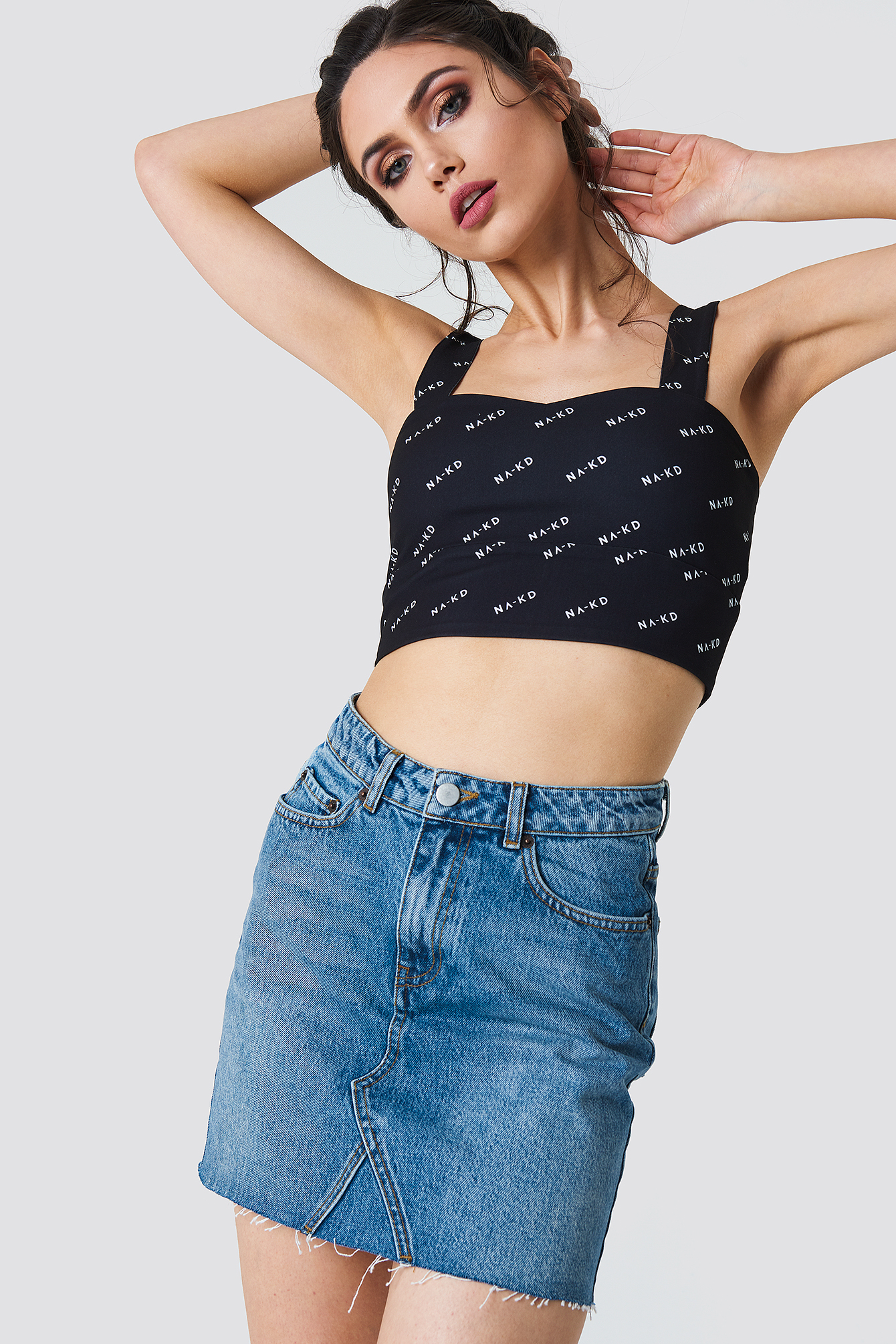 Basic Raw Hem Denim Skirt Bleu NAKD