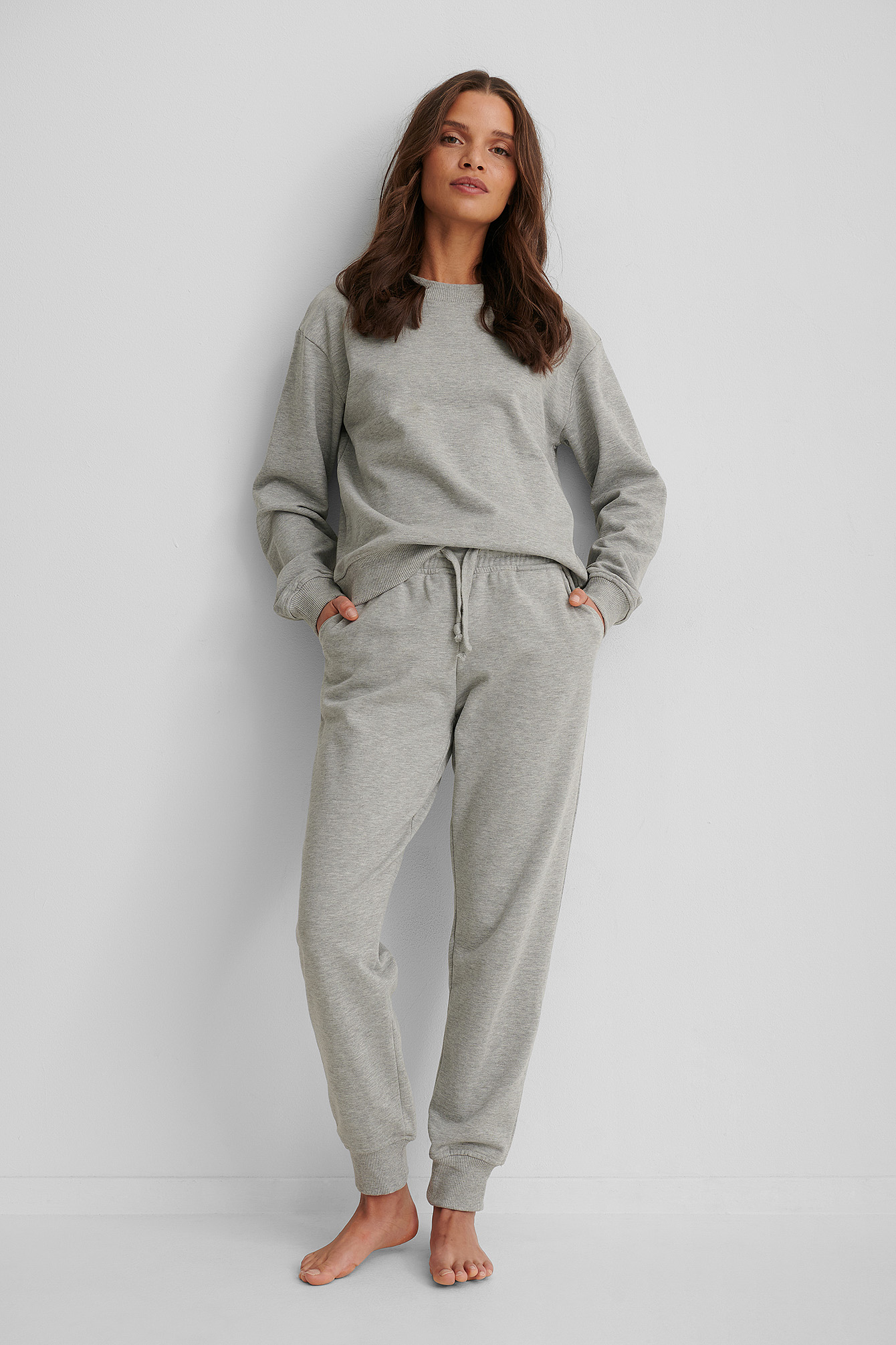 Grey Melange NA-KD Basic Pantalon De Survêtement Basique