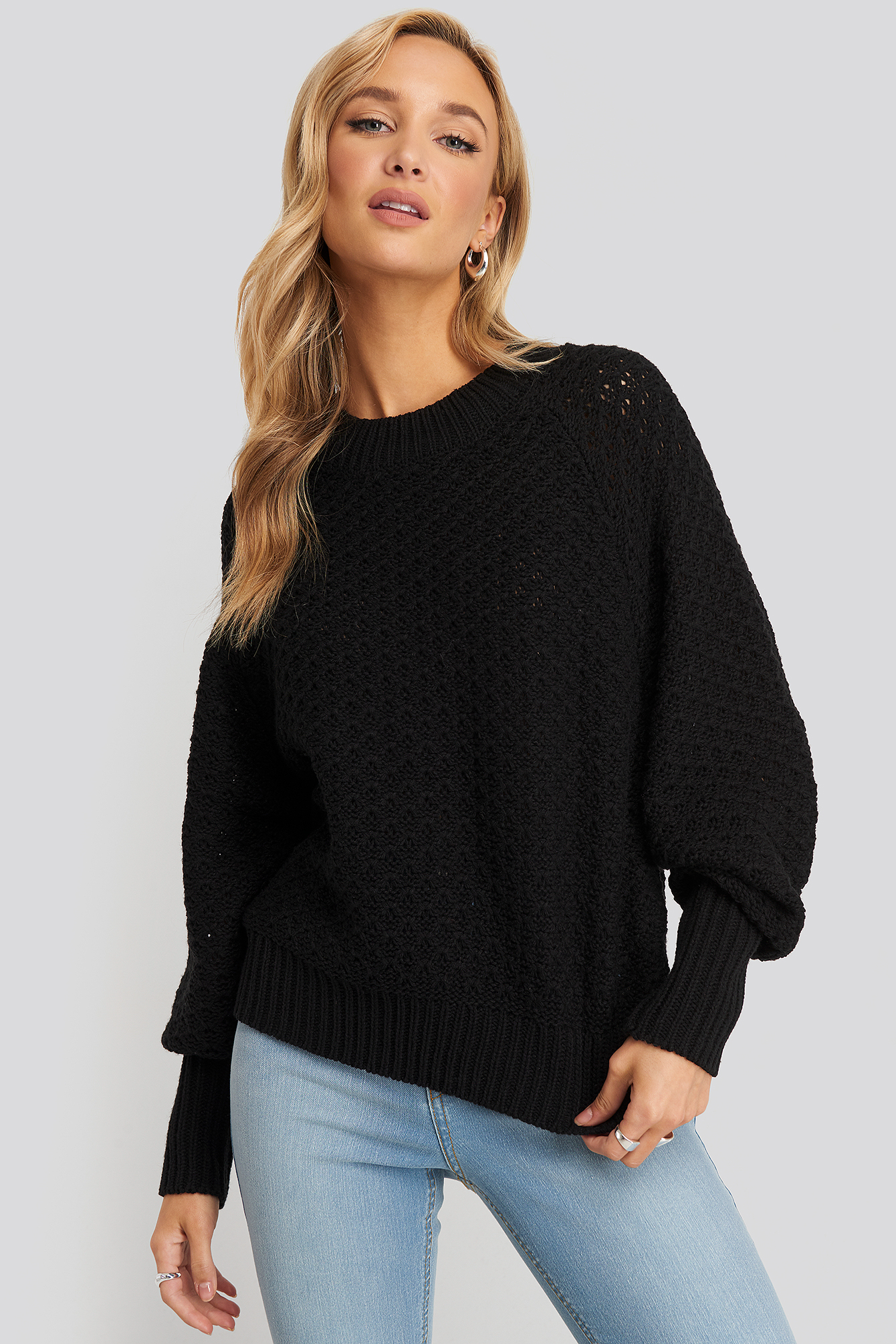 Black Batwing Knitted Sweater