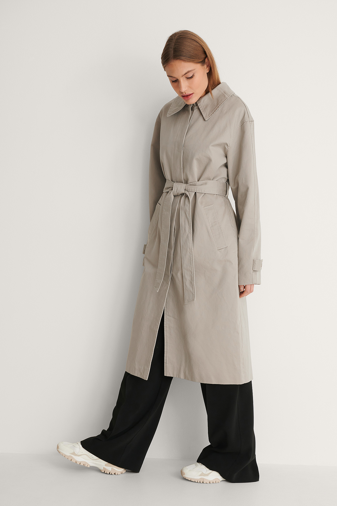 Grey Manteau Ceinturé